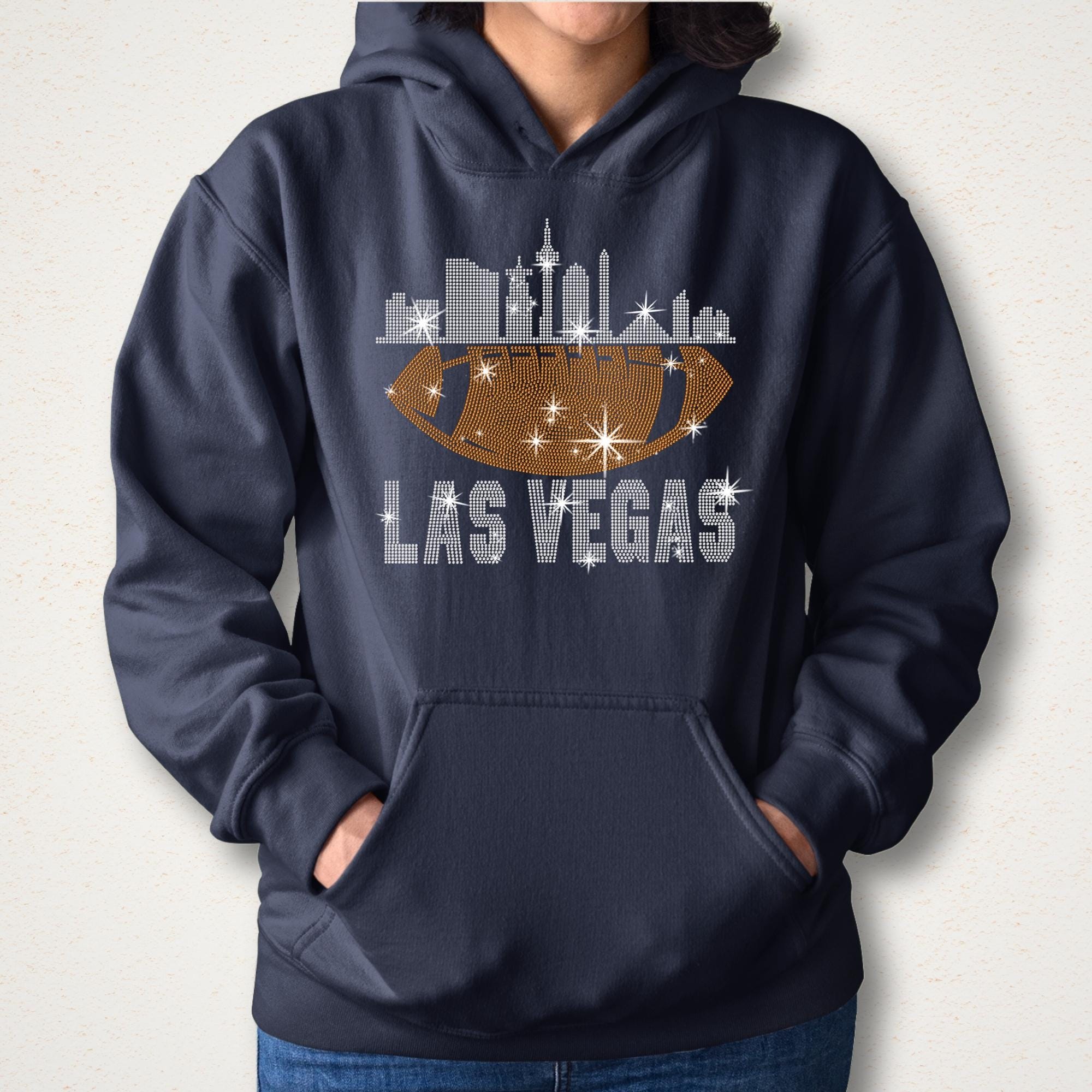 Las Vegas Rhinestone Football Shirt: Trendy Game Day Tee