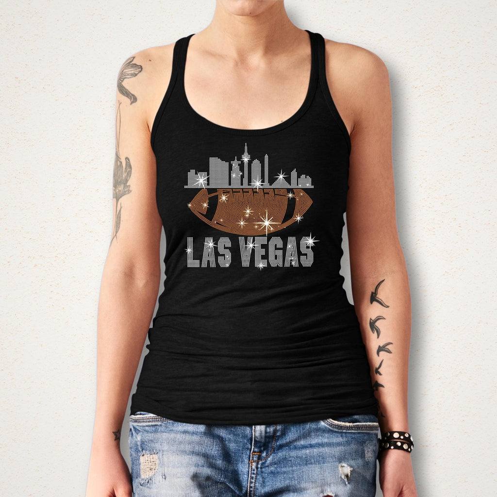Las Vegas Rhinestone Football Shirt: Trendy Game Day Tee