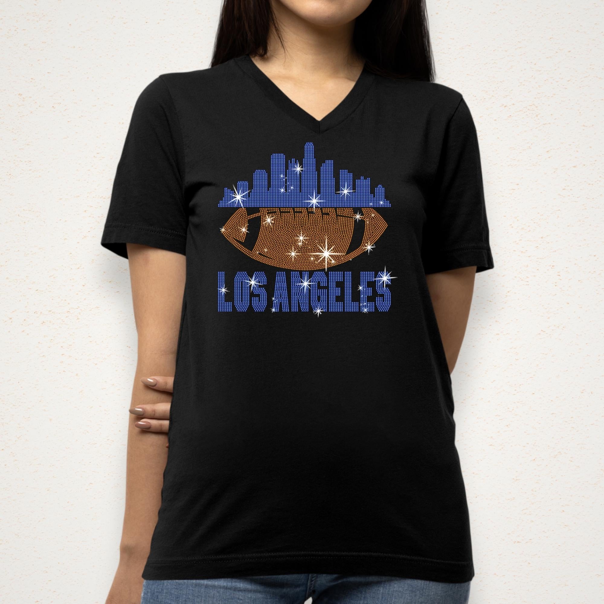 Los Angeles Rhinestone Football Shirt: Sparkly Game Day Tee