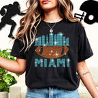 Miami Rhinestone Football Tee: Sparkling Game Day Shirt