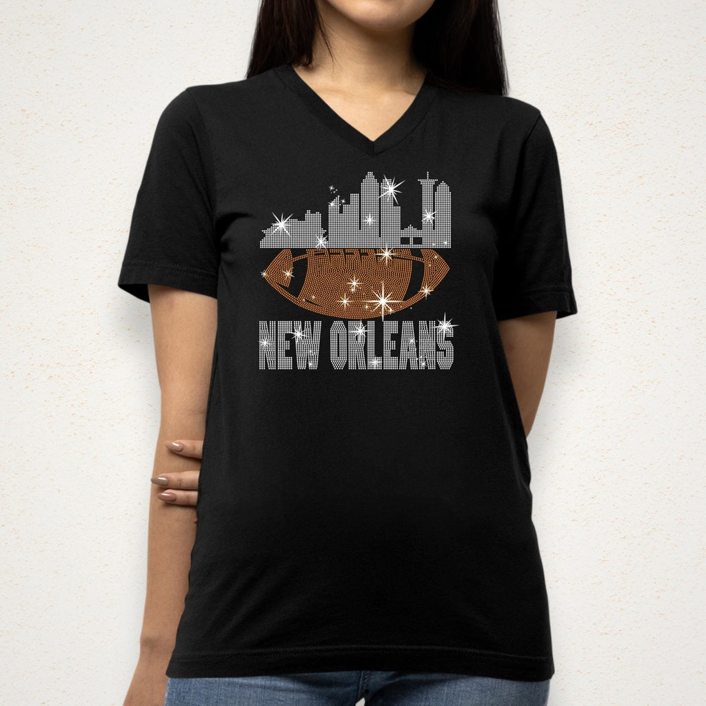 New Orleans Rhinestone Football Shirt: Sparkling Game Day Tee