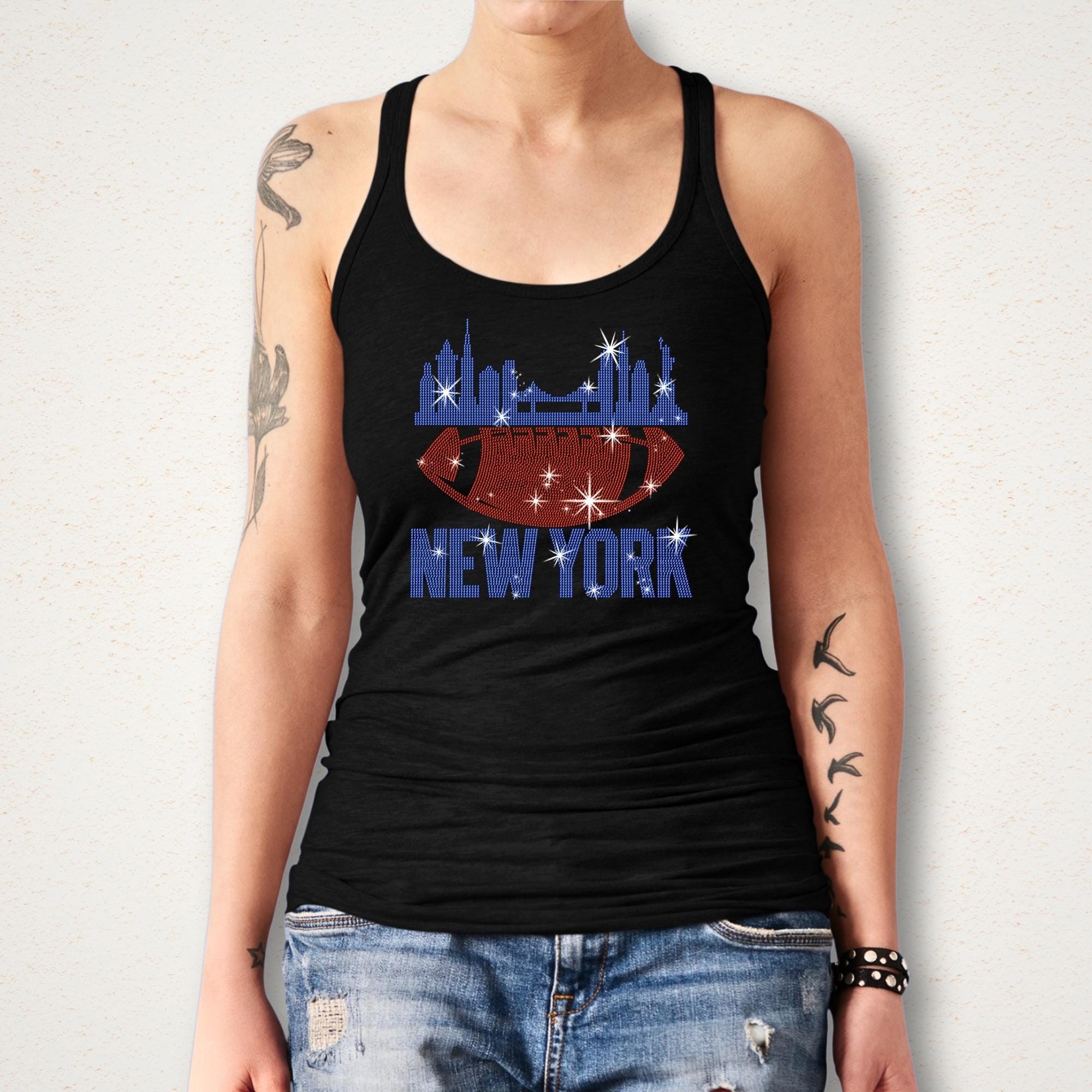 Rhinestone New York Football Fan Tee: Sparkling Game Day Shirt
