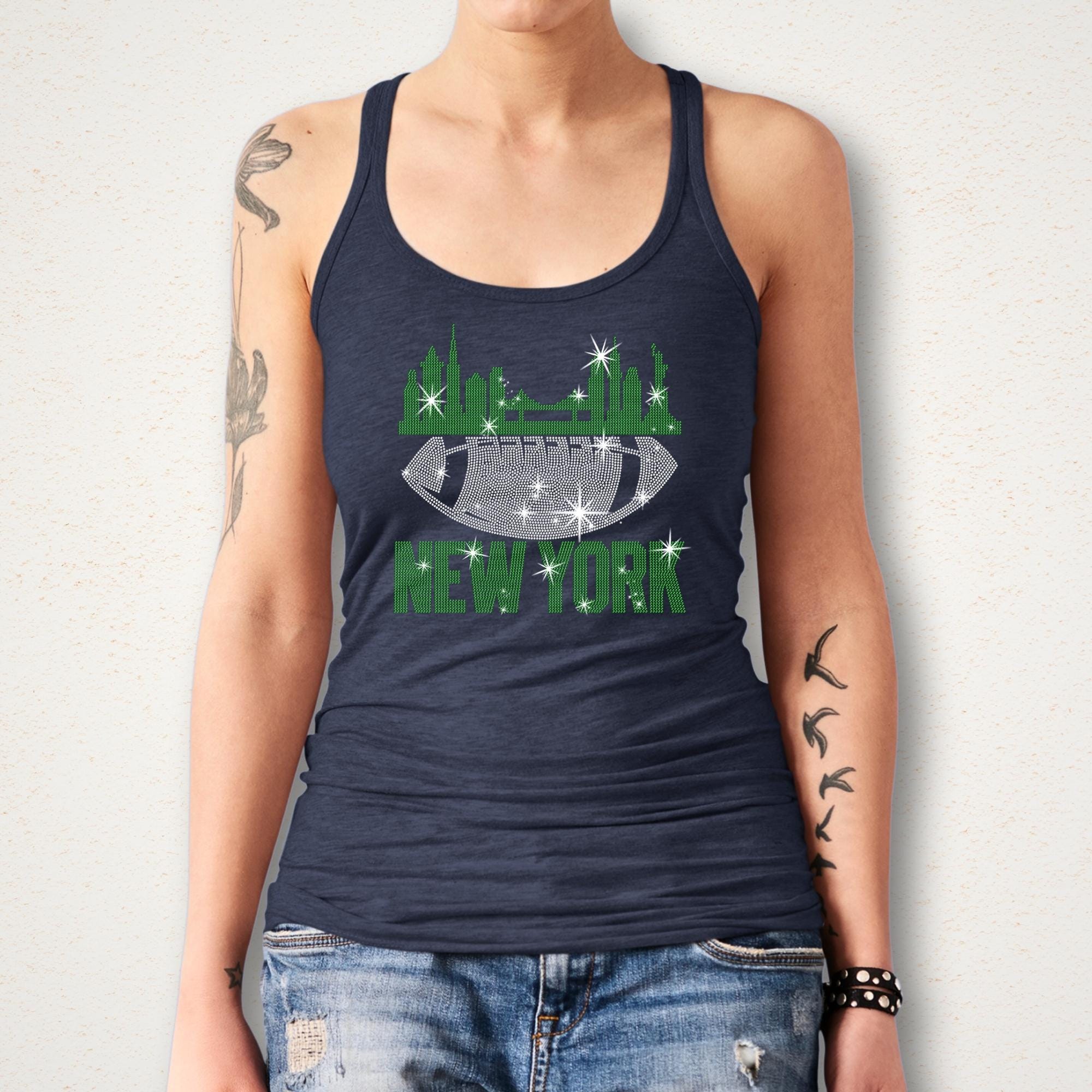 New York Football Rhinestone T-Shirt: Sparkly Game Day Tee
