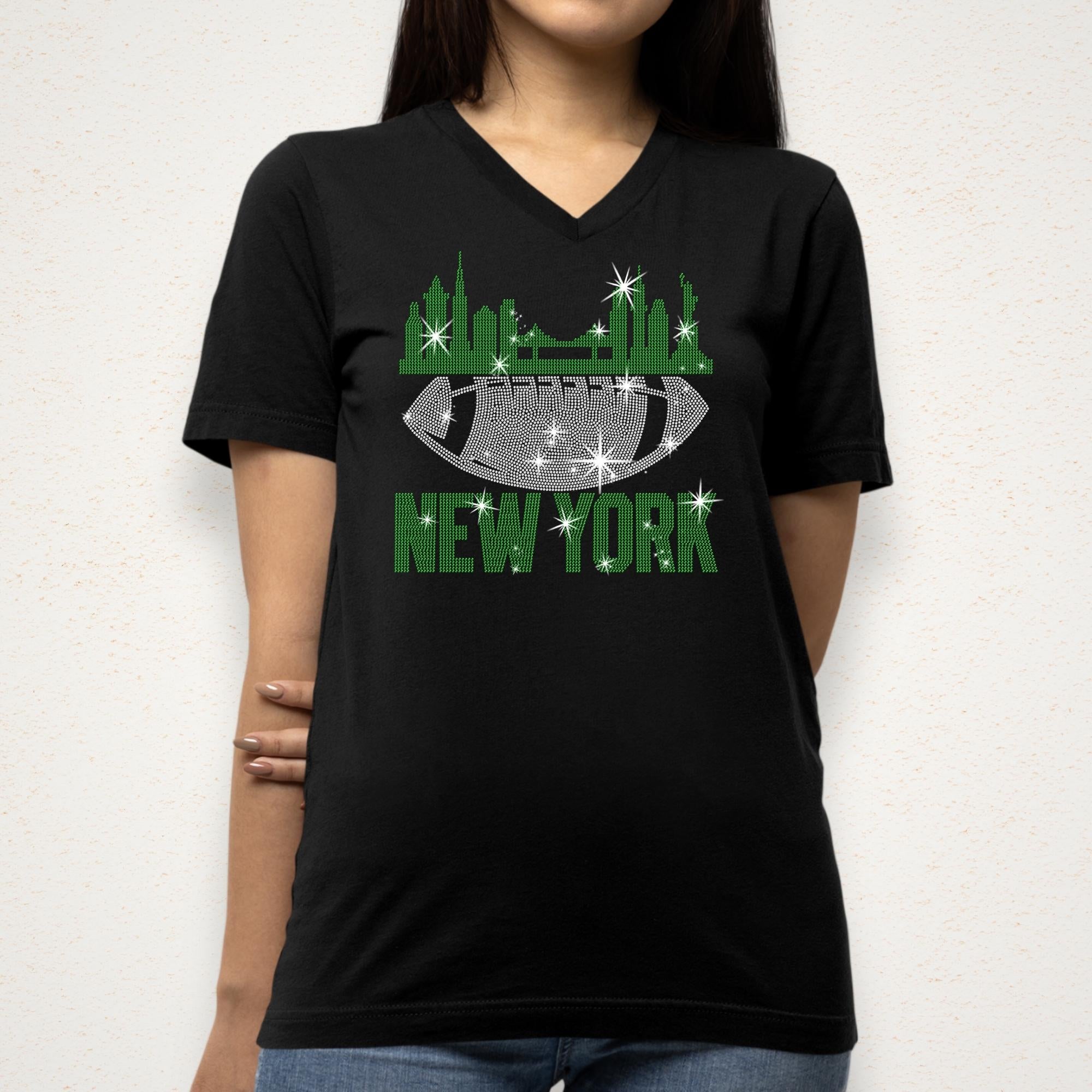 New York Football Rhinestone T-Shirt: Sparkly Game Day Tee