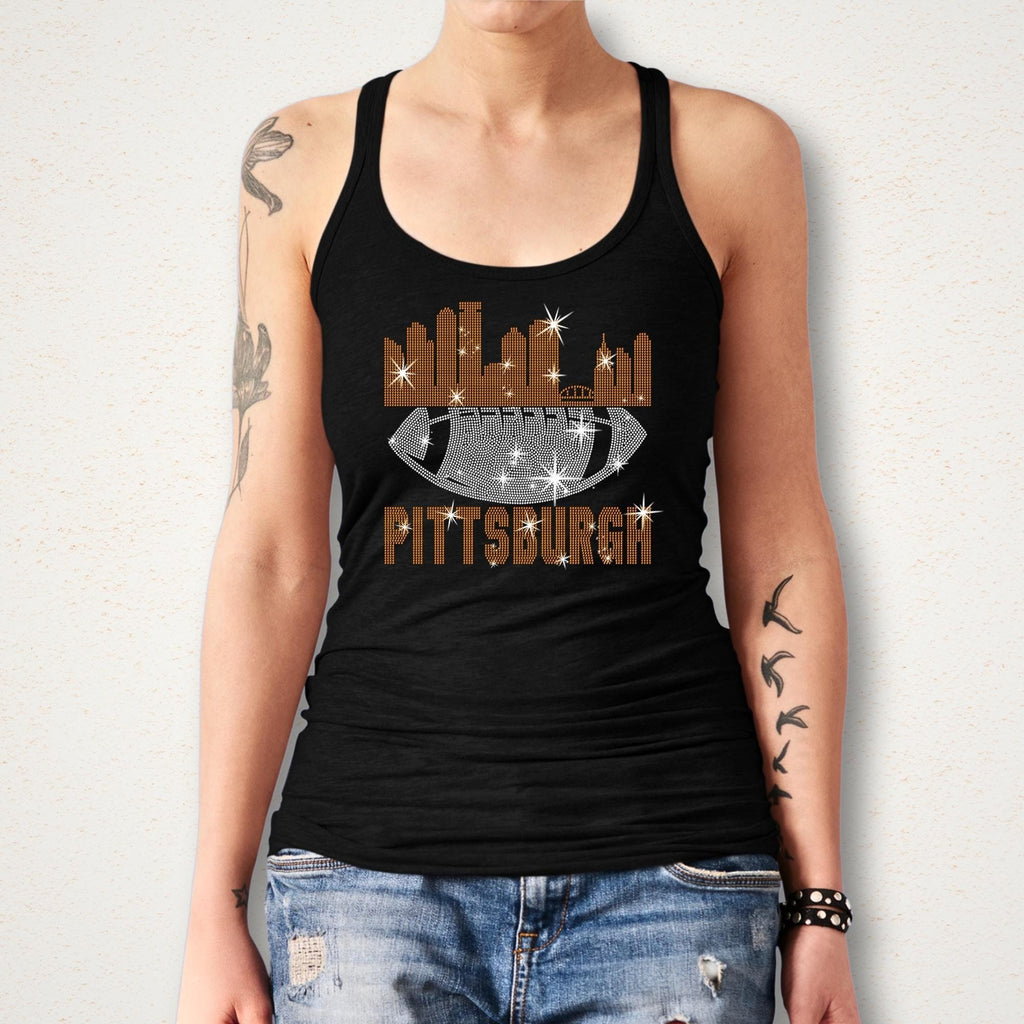 Pittsburgh Rhinestone Football Fan Shirt: Game Day Sports Tee