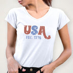 USA Est 1776 Rhinestone T-Shirt: Patriotic 4th of July Tee