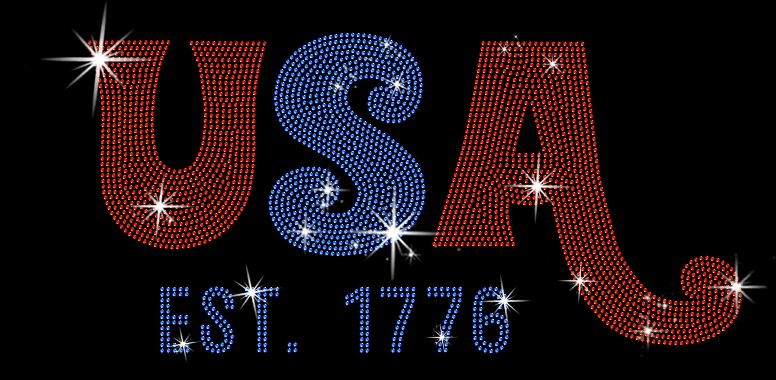 USA Est 1776 Rhinestone T-Shirt: Patriotic 4th of July Tee