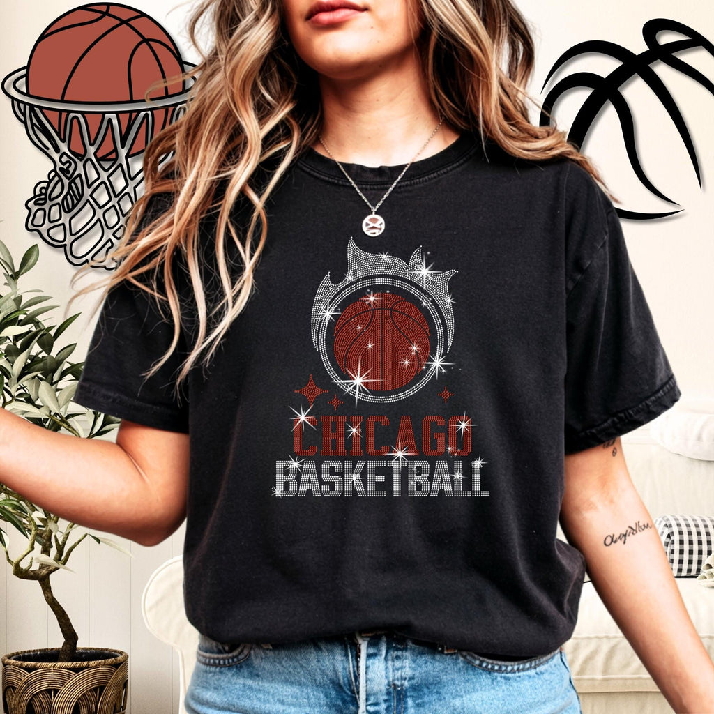 Chicago Basketball Team Rhinestone Shirt: Sparkly Basketball Game Day Tee