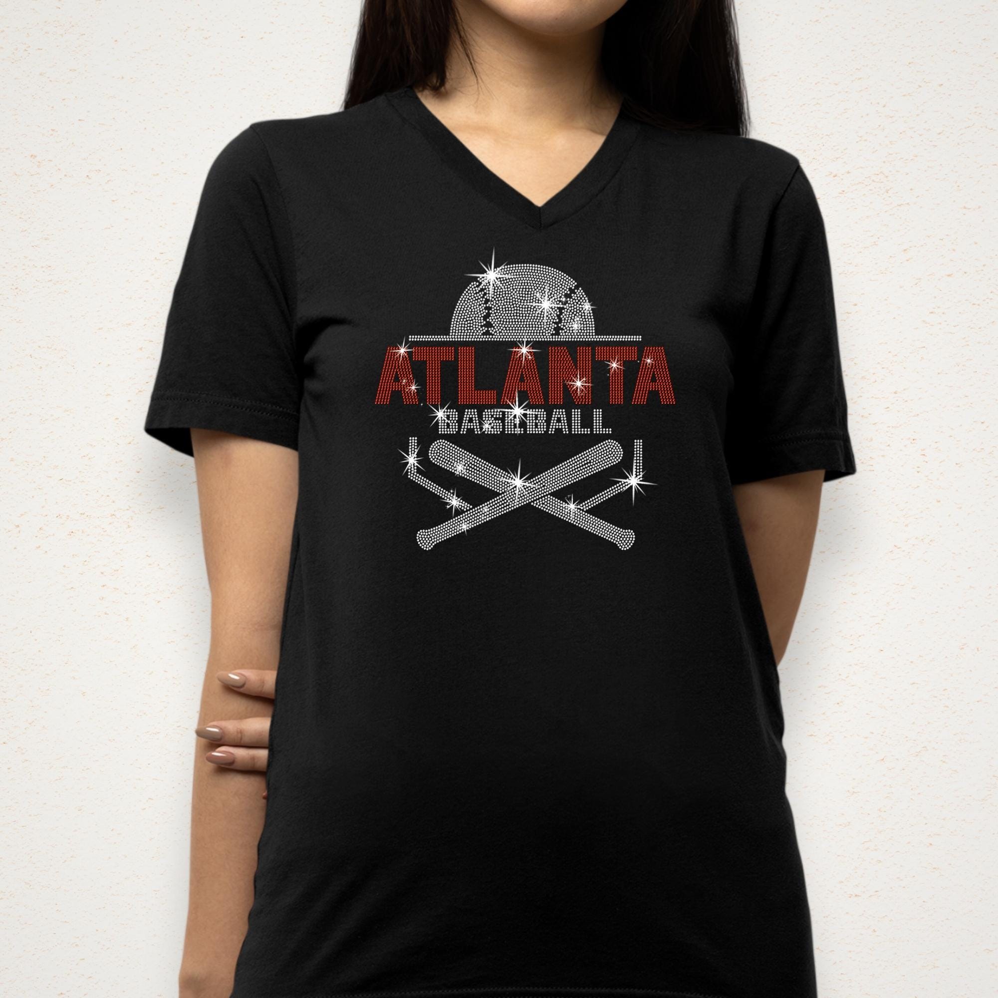 Atlanta Baseball Rhinestone Shirt: Sparkly Baseball Team Fans Tee