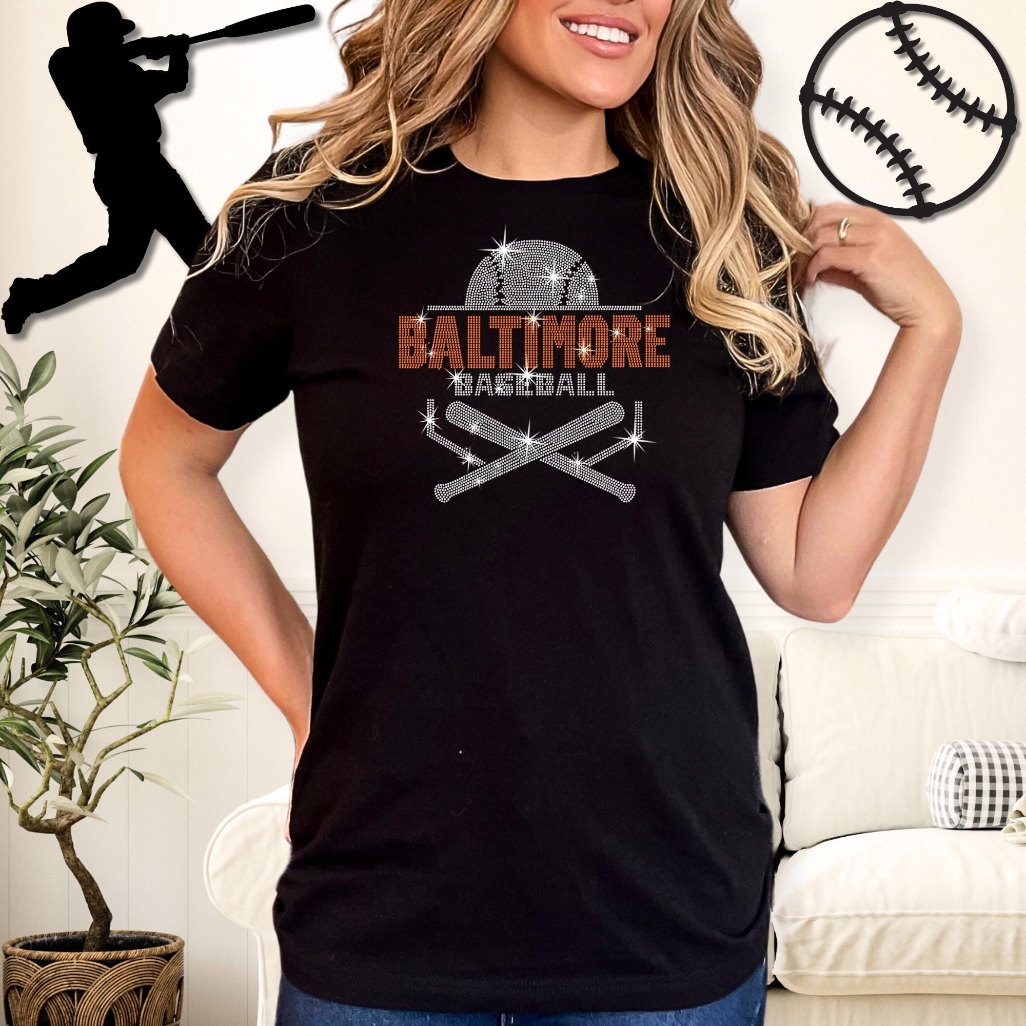 Baltimore Baseball Rhinestone Shirt: Game Day Bling Apparel Main image