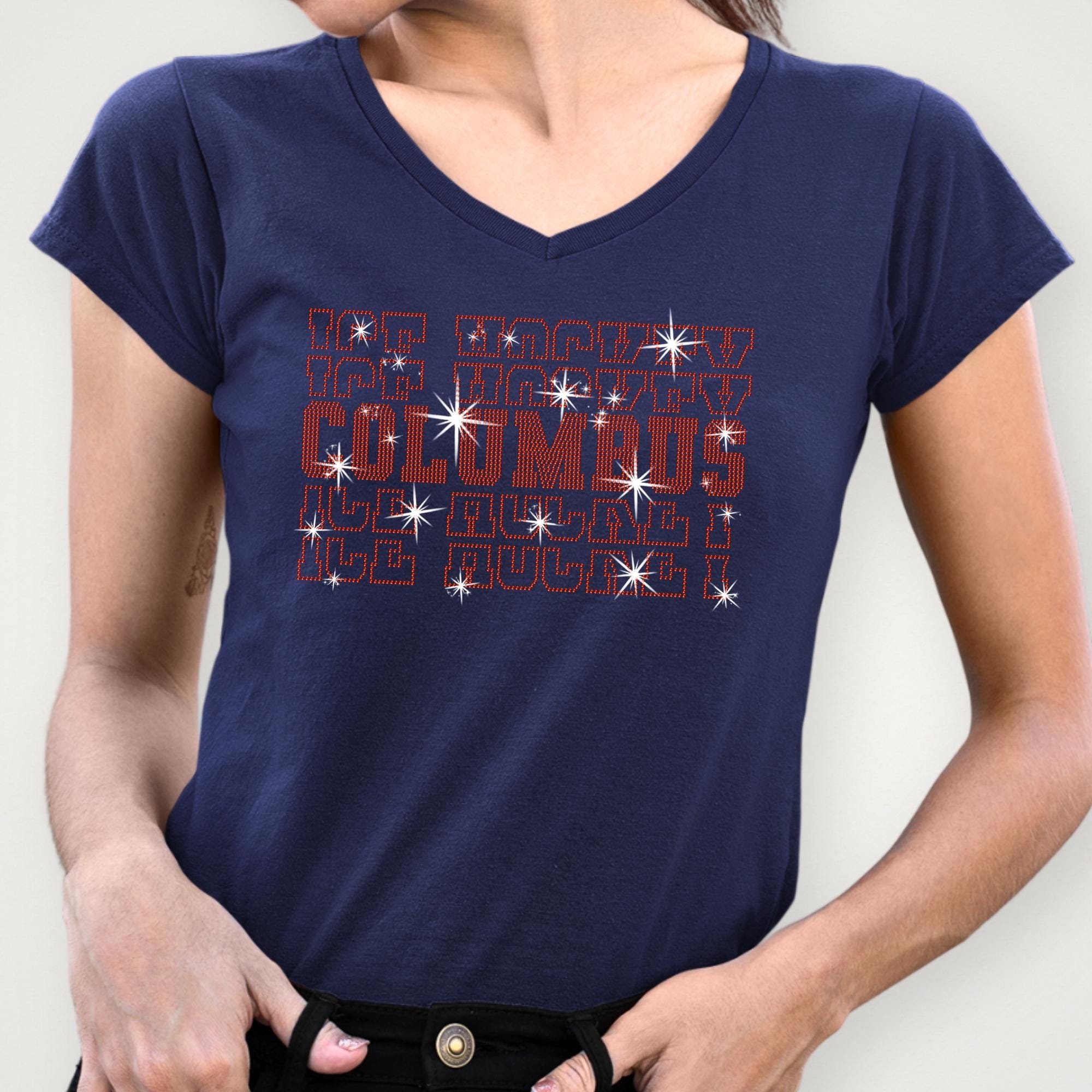 Columbus Ice Hockey Rhinestone Shirt: Hockey Game Day Season Sweatshirt