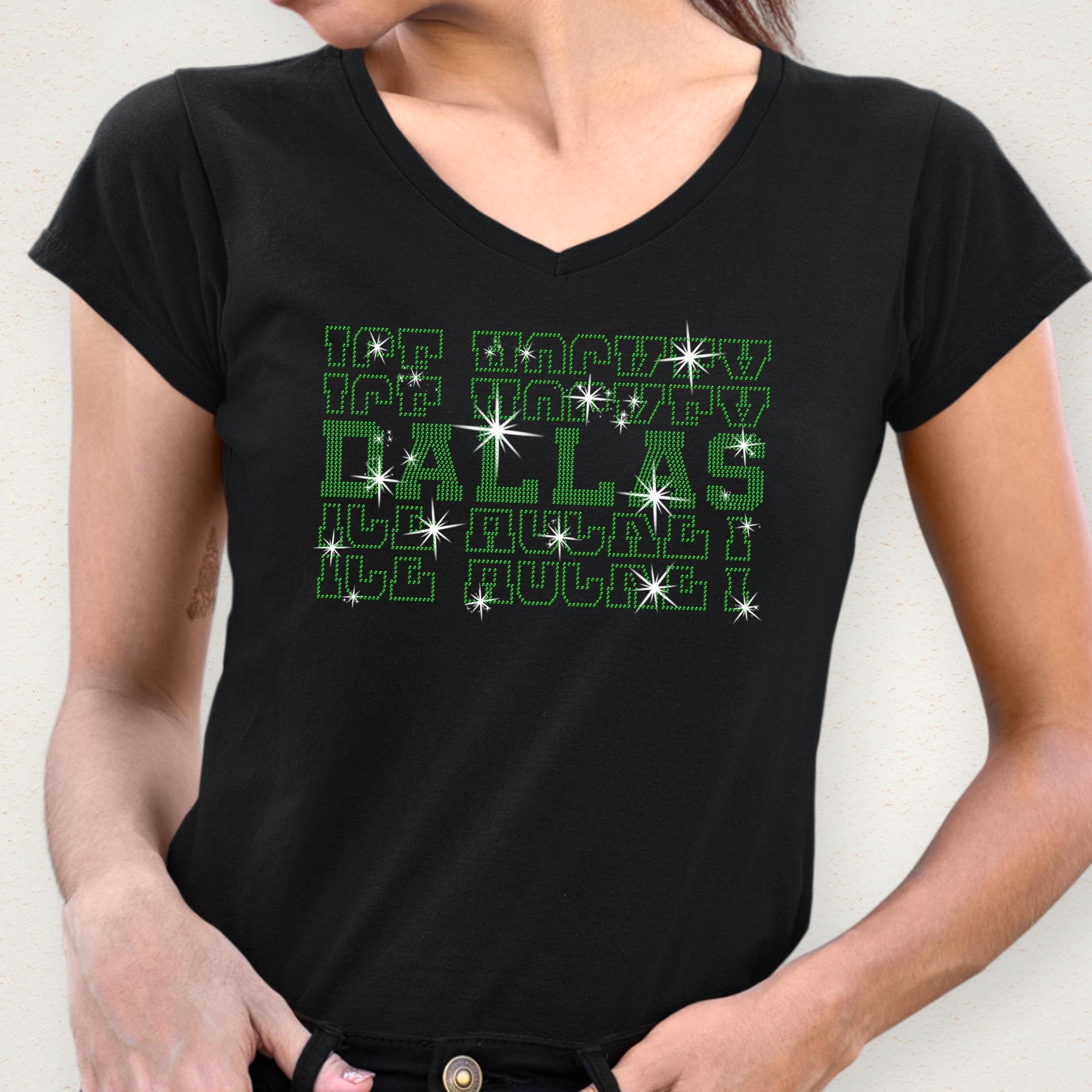 Dallas Ice Hockey Rhinestone Shirt: Hockey Tee For Sports Lovers