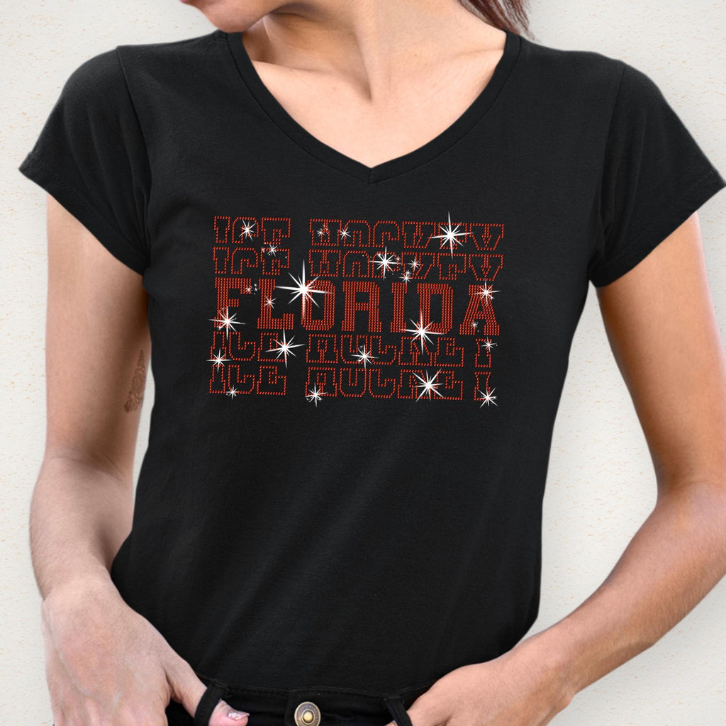 Florida Ice Hockey Rhinestone Shirt: Vintage Hoodie Gift for Hockey Fans