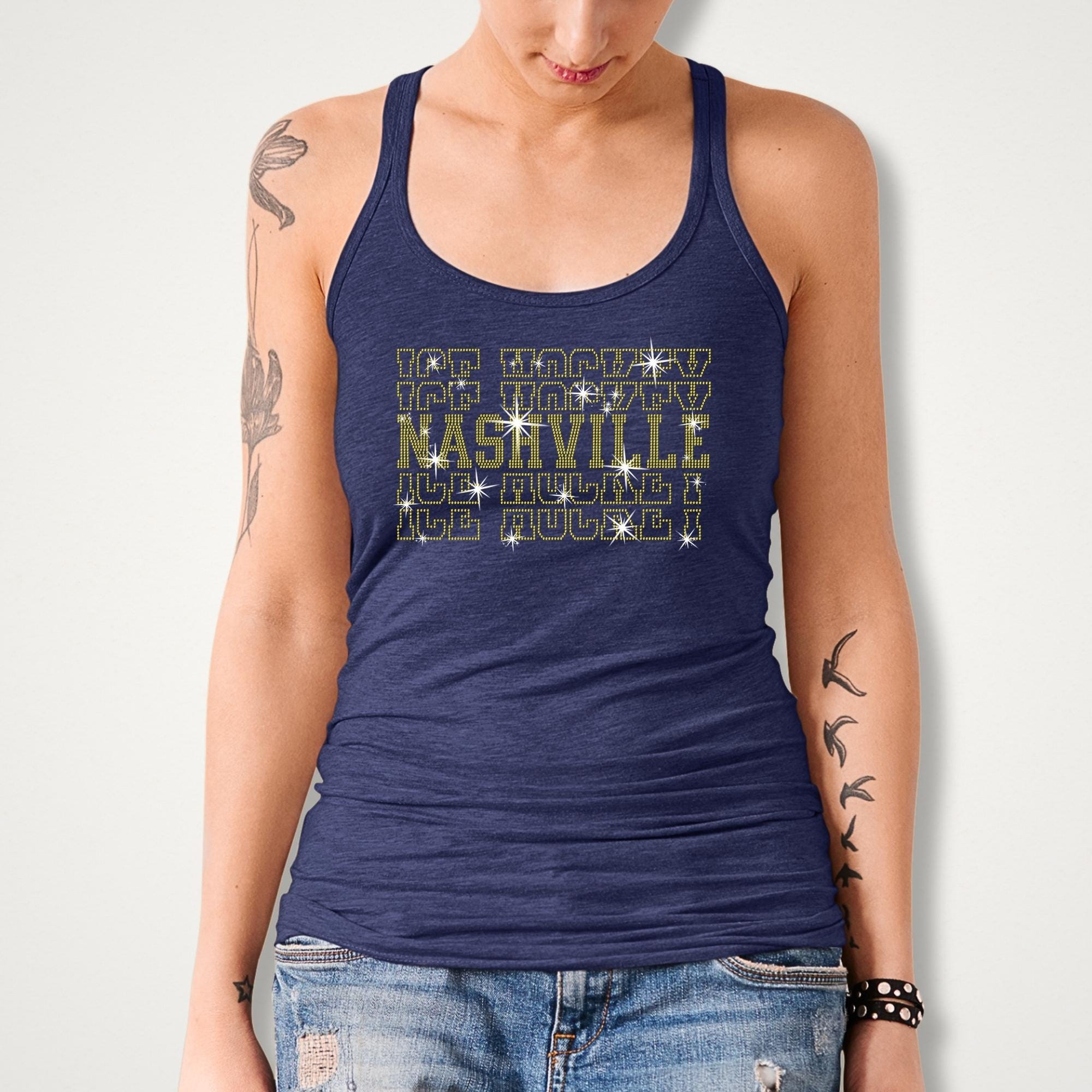 Nashville Ice Hockey Rhinestone Shirt: Bling Hockey Sports Tee