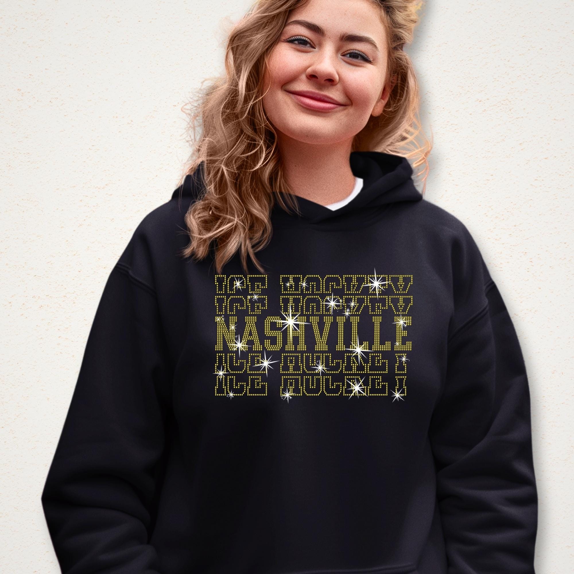 Nashville Ice Hockey Rhinestone Shirt: Bling Hockey Sports Tee