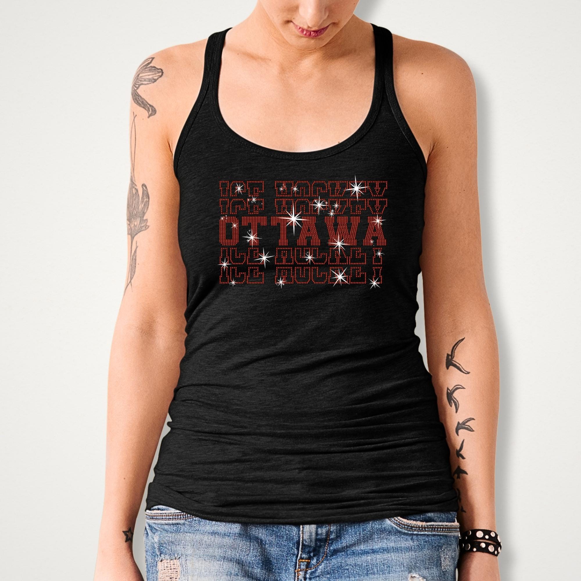 Ottawa Ice Hockey Rhinestone Shirt: Hockey Team Game Day Tee Secondary image