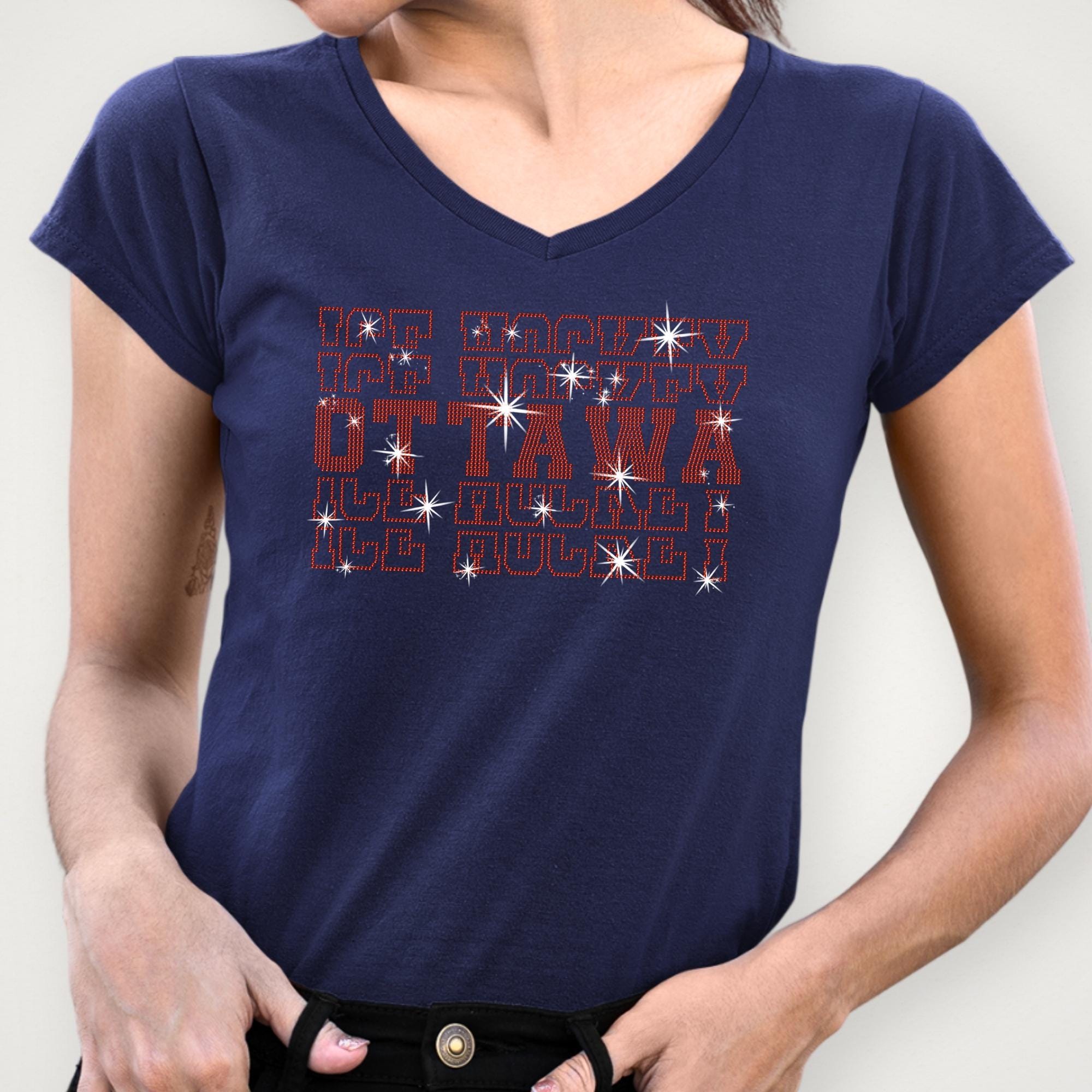 Ottawa Ice Hockey Rhinestone Shirt: Hockey Team Game Day Tee