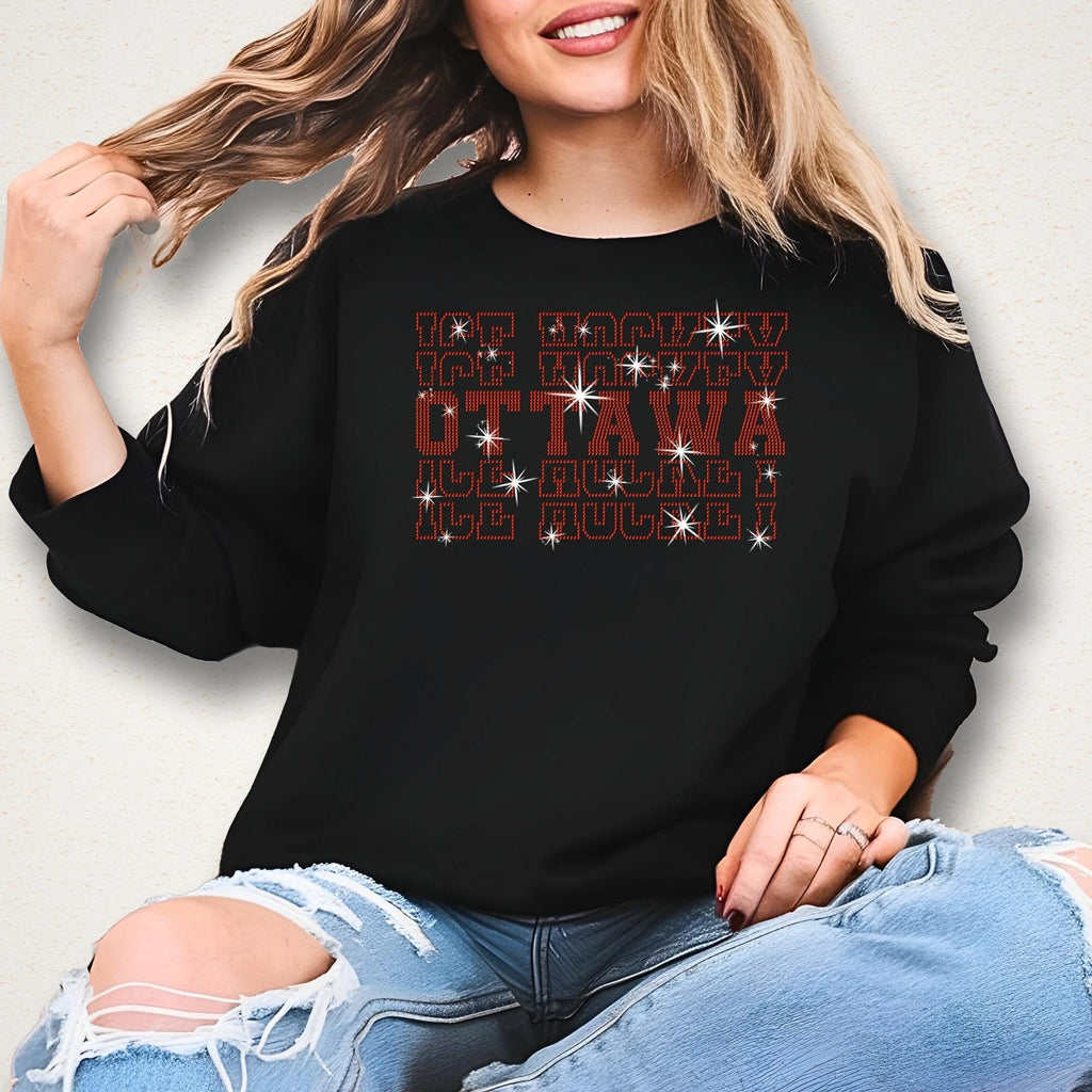 Ottawa Ice Hockey Rhinestone Shirt: Hockey Team Game Day Tee