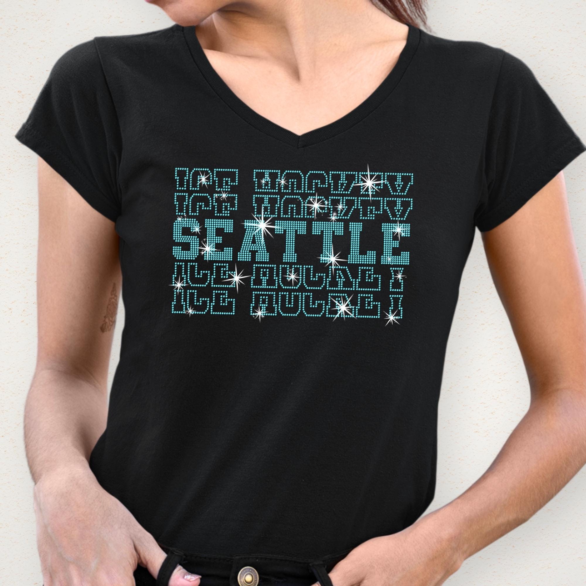 Seattle Ice Hockey Rhinestone Shirt: Hockey Game Day Fan Apparel