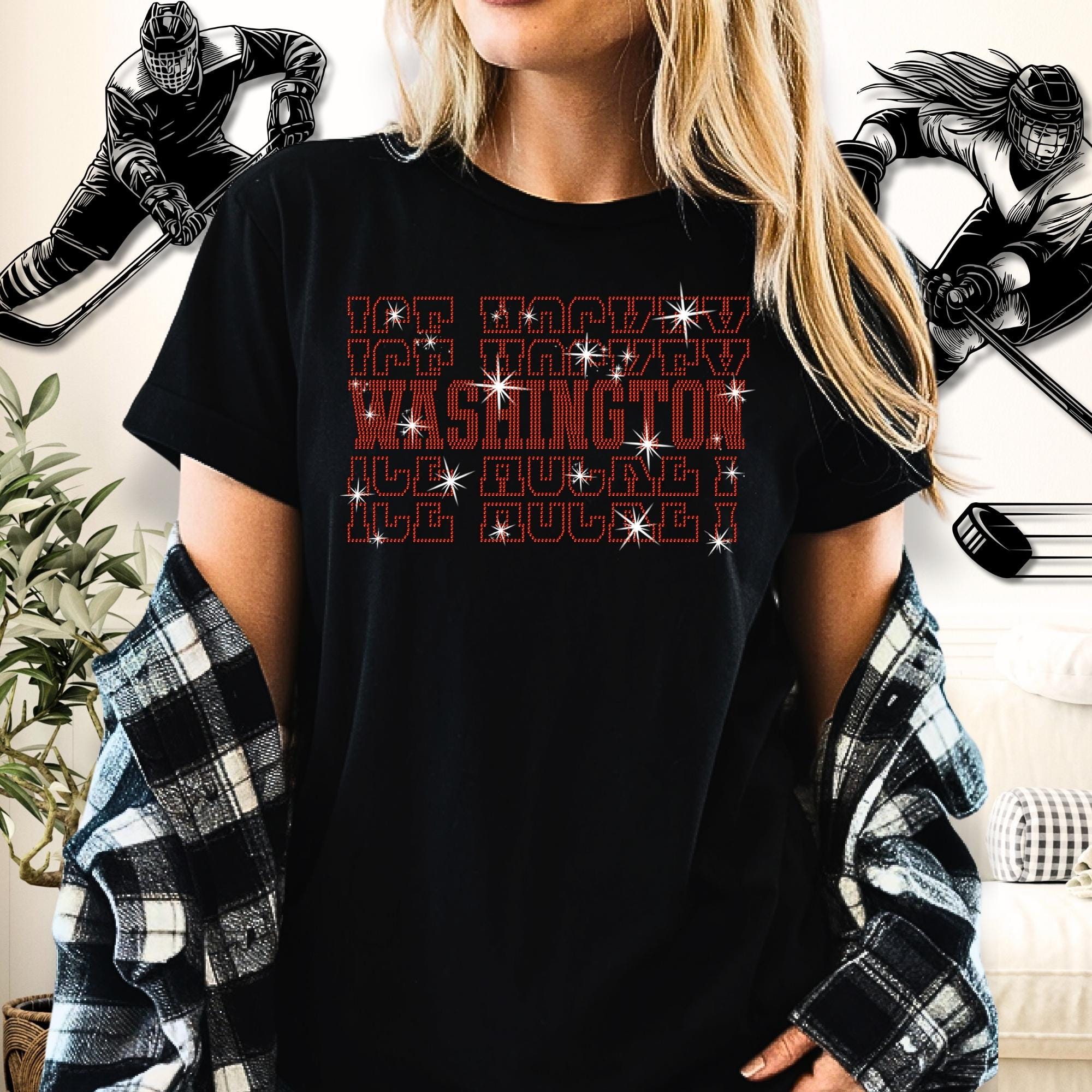 Washington Ice Hockey Rhinestone Shirt: Hockey Lover Sparkle Tee