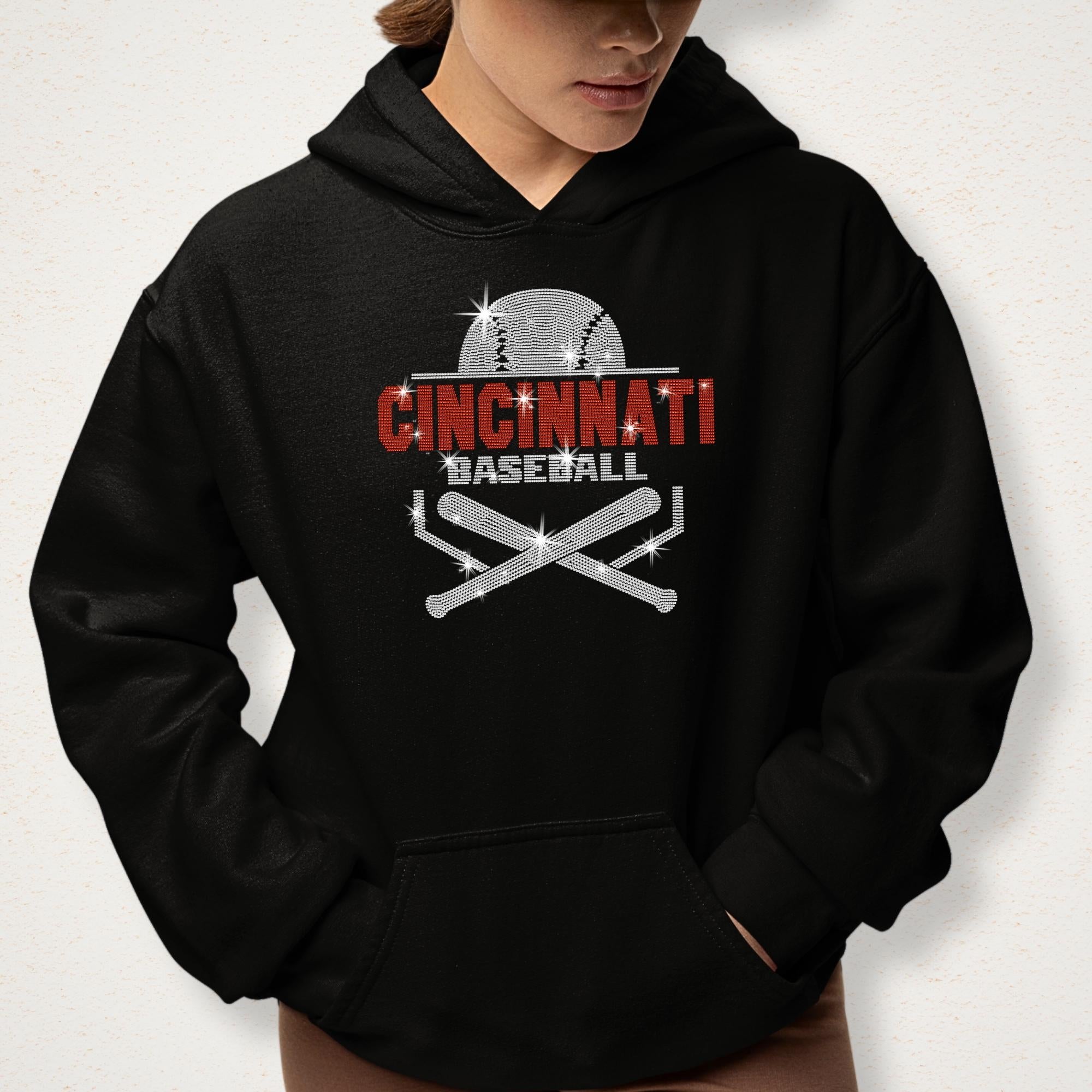 Cincinnati Baseball Rhinestone Shirt: Trendy Game Day Shirt for Fan