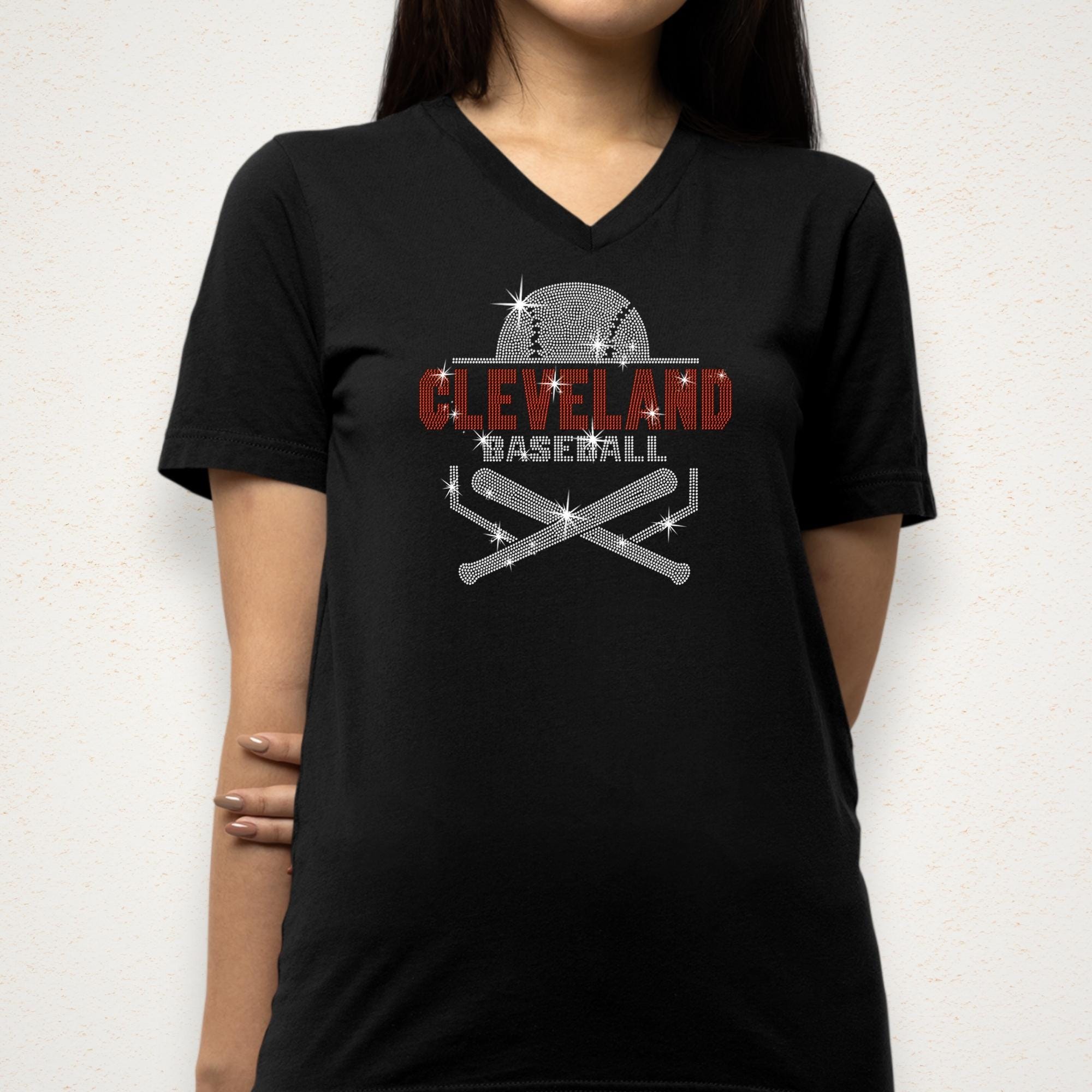 Cleveland Baseball Rhinestone Shirt: Sparkly Game Day Gift for Sport Lovers