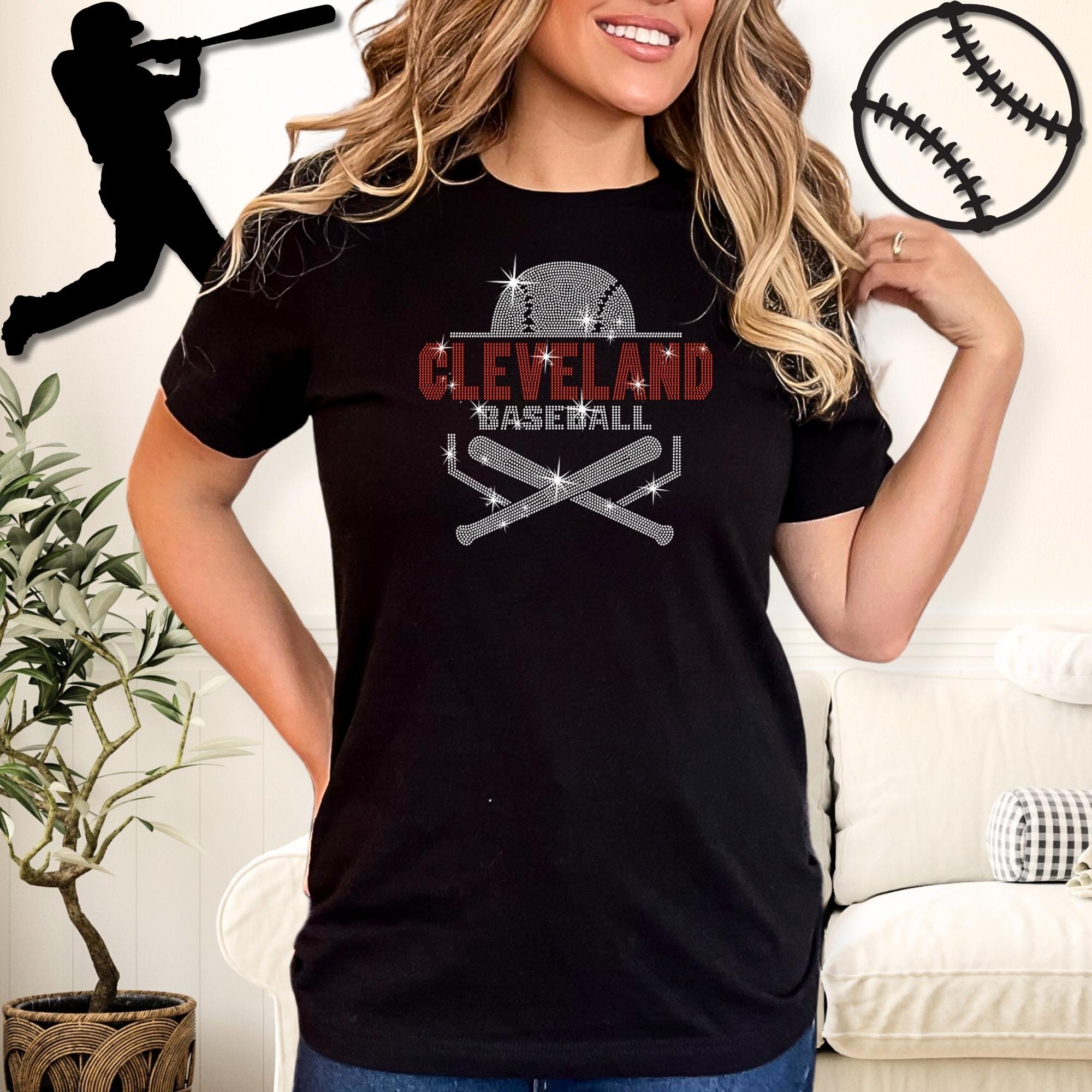 Cleveland Baseball Rhinestone Shirt: Sparkly Game Day Gift for Sport Lovers Main image