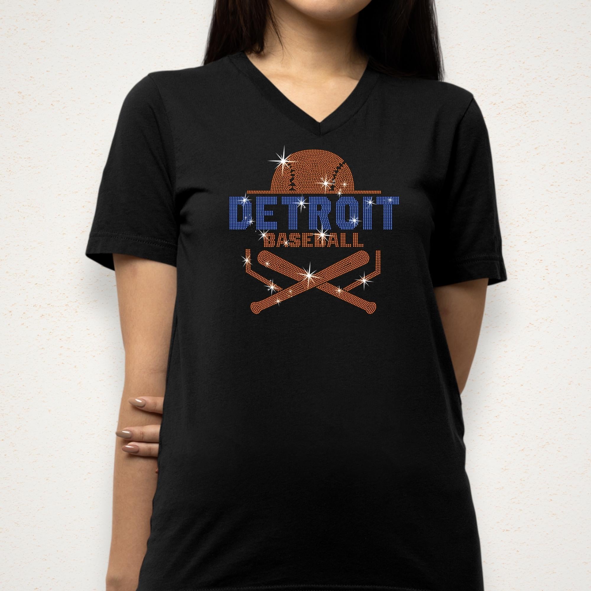 Detroit Baseball Rhinestone Shirt: Sparkly Gift for Baseball Mom