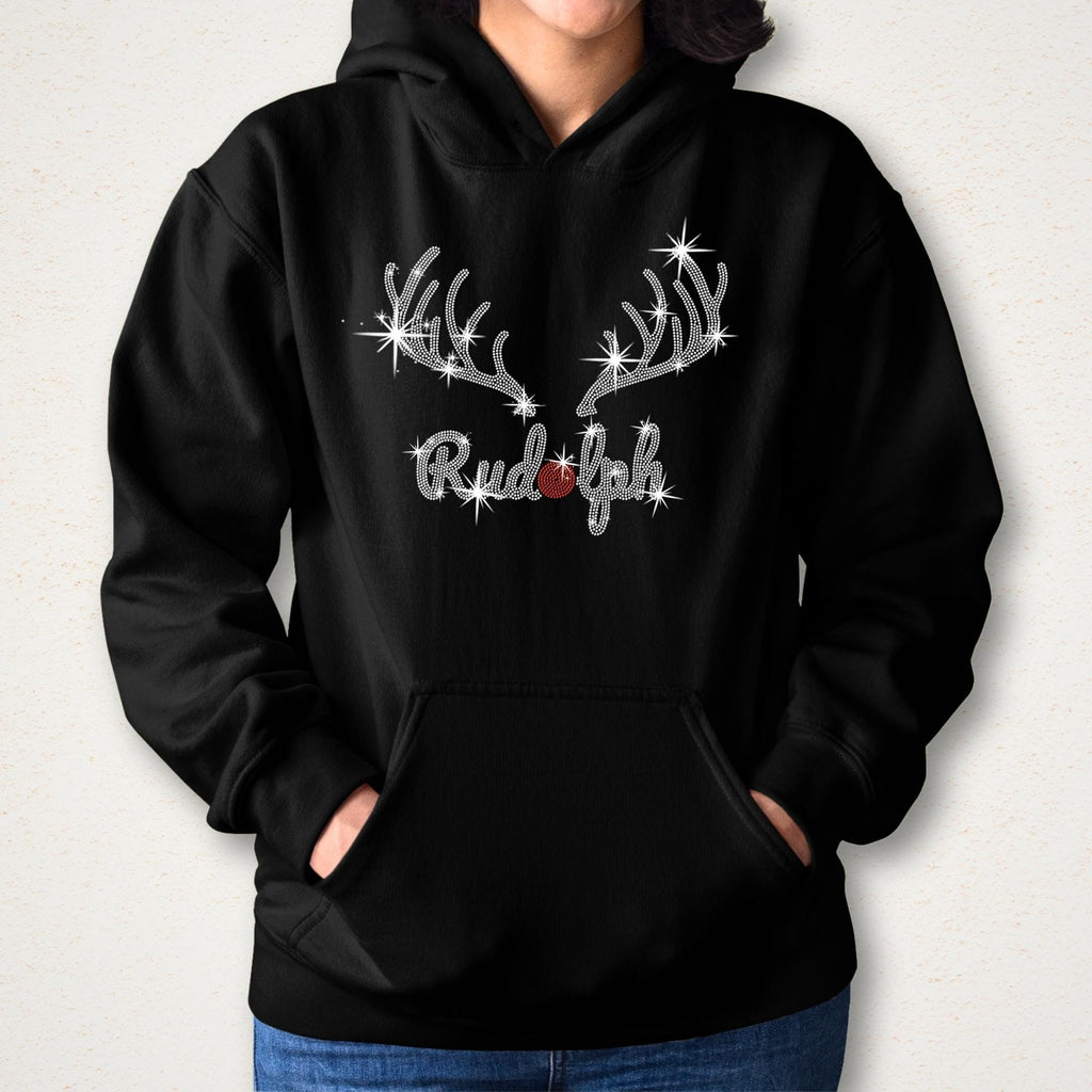 Rudolph Christmas Rhinestone Shirt: Sparkly Women's Holiday T-Shirt, Holiday Gifts