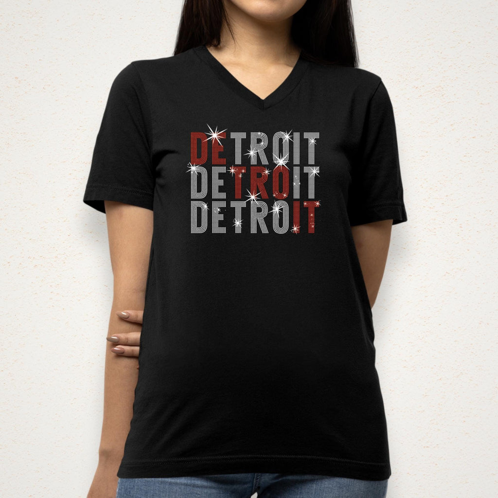 Detroit Rhinestone Shirt: Woman's Hockey Fan Outfit