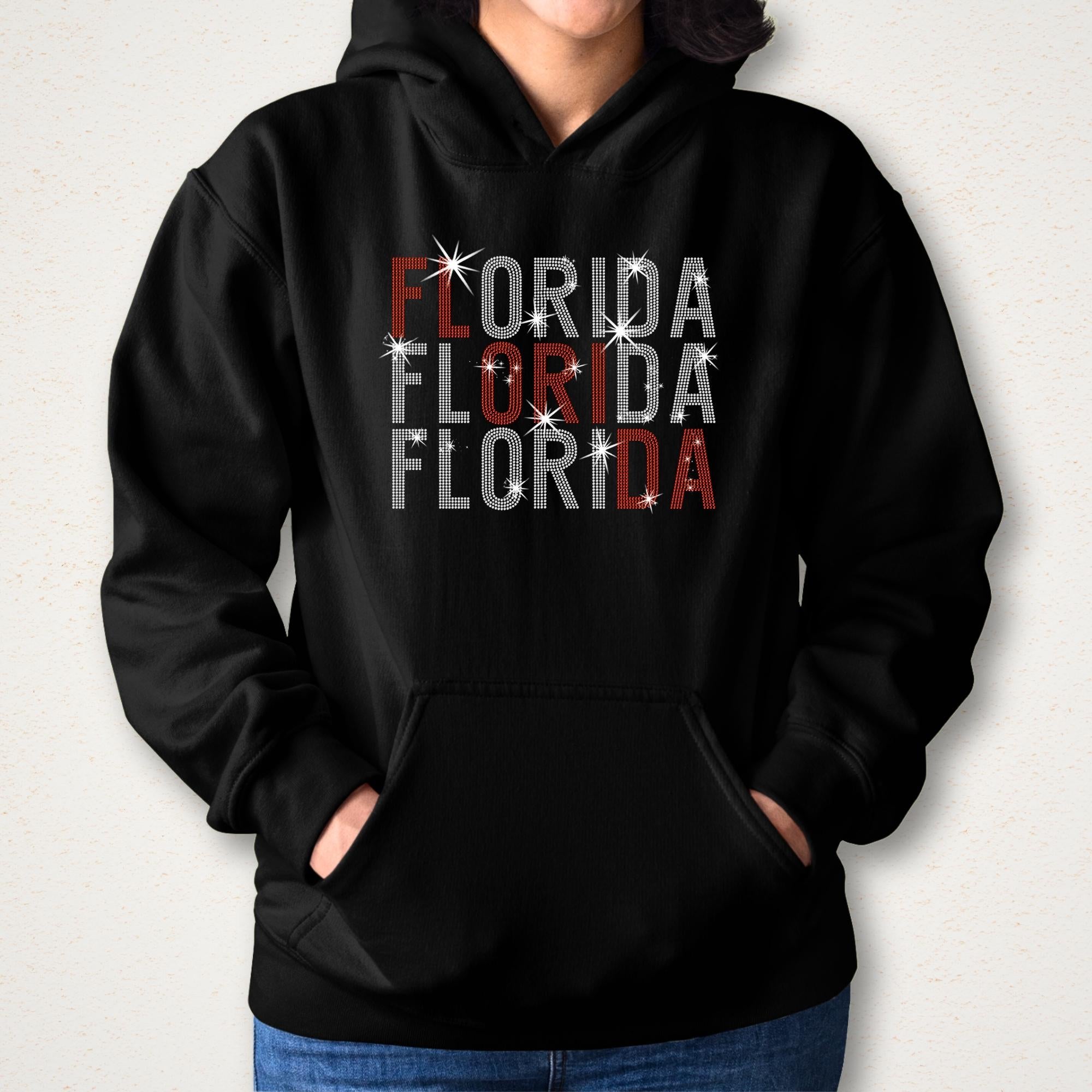 Florida Rhinestone Shirt: Hockey Team Retro Bling Hoodie