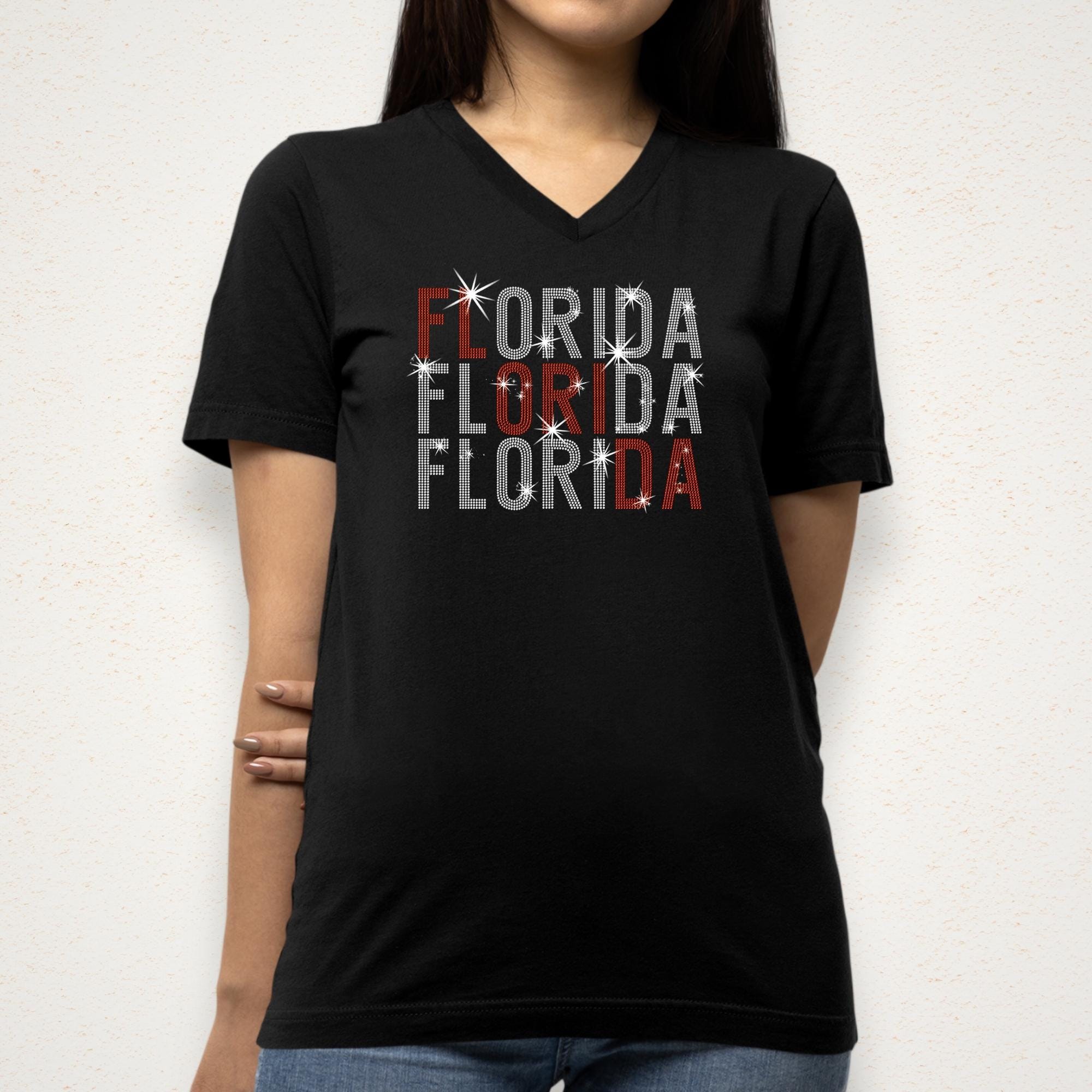 Florida Rhinestone Shirt: Hockey Team Retro Bling Hoodie Secondary image