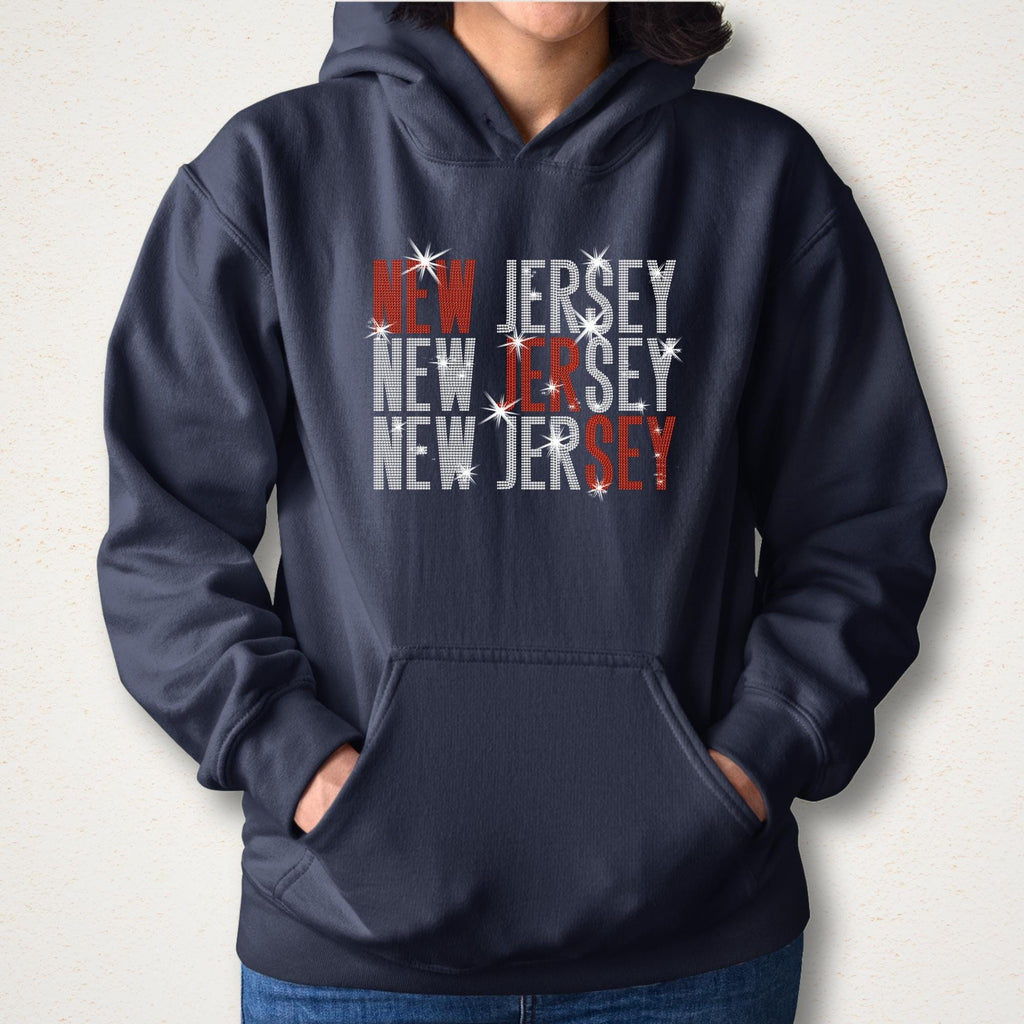 New Jersey Rhinestone Shirt: Professional Hockey Sports Bling Apparel