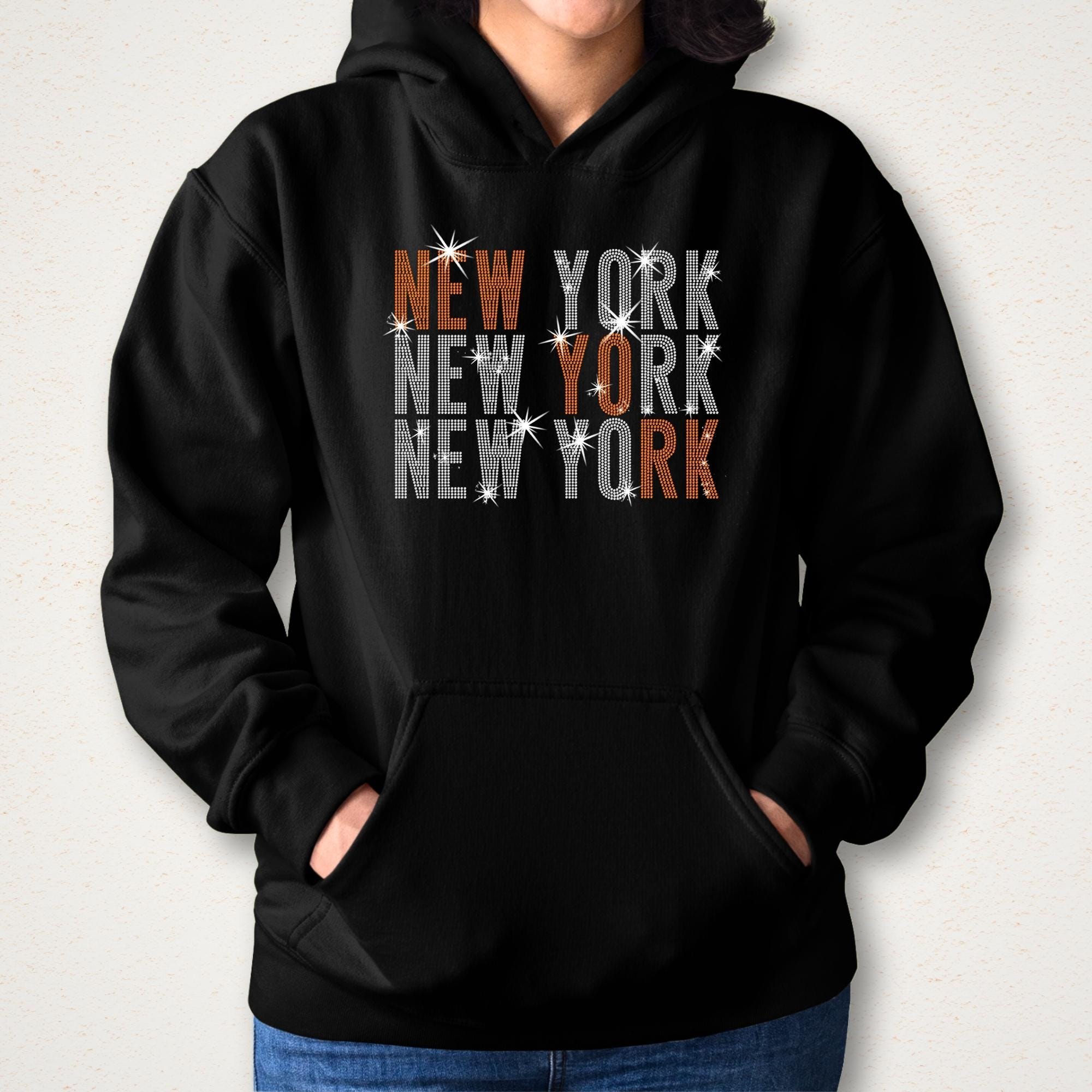 New York Rhinestone Shirt: Hockey League Women's Sports Sweatshirt