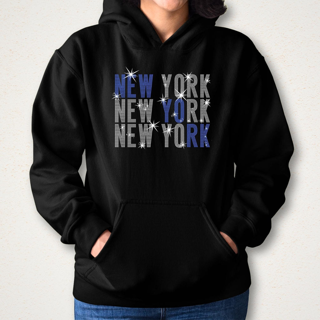 New York Rhinestone Shirt: Ice Hockey Fans Bling Tee