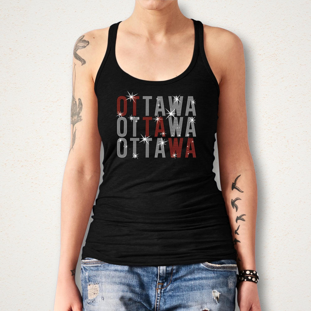 Ottawa Rhinestone Shirt: Hockey Player Sparkle Hoodie