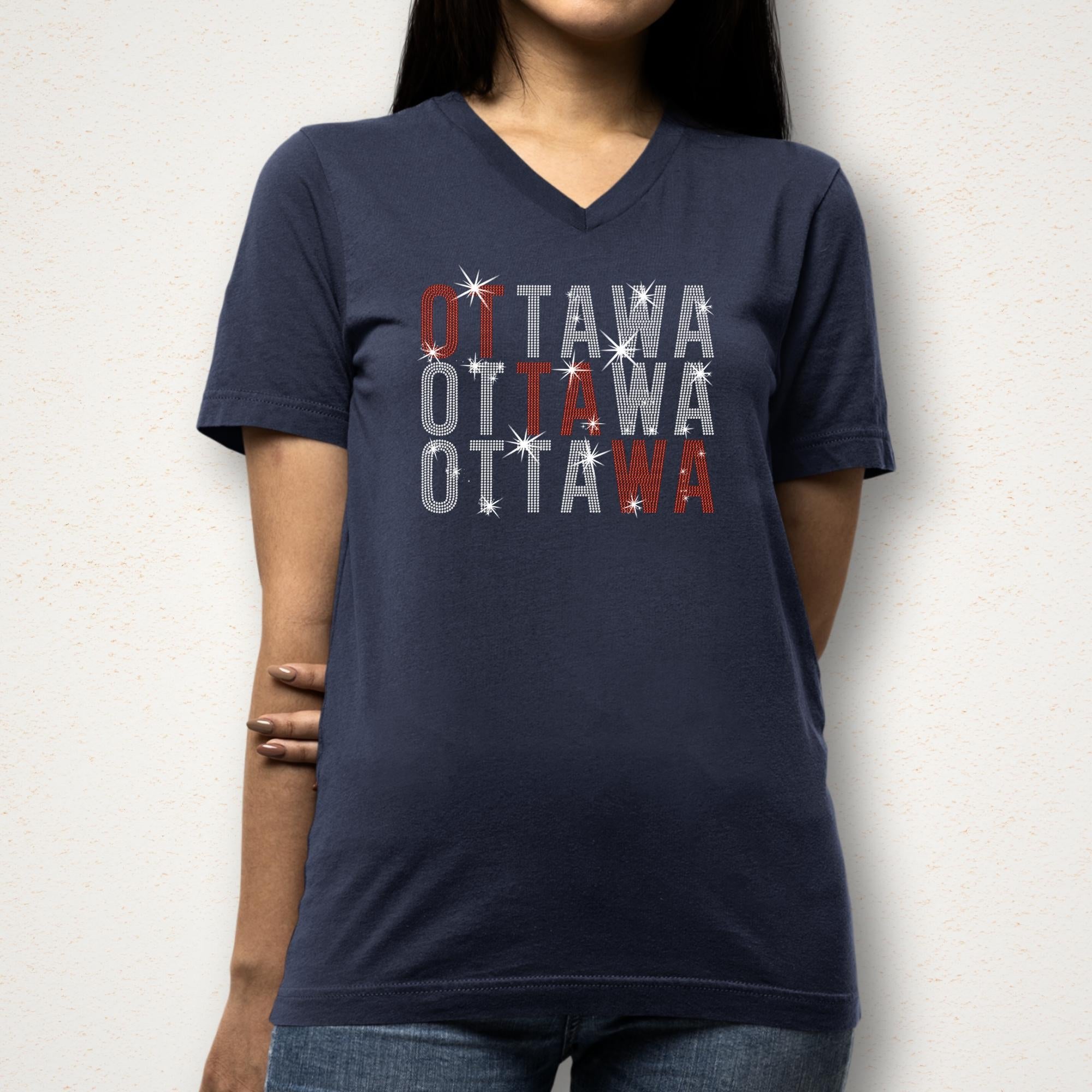 Ottawa Rhinestone Shirt: Hockey Player Sparkle Hoodie
