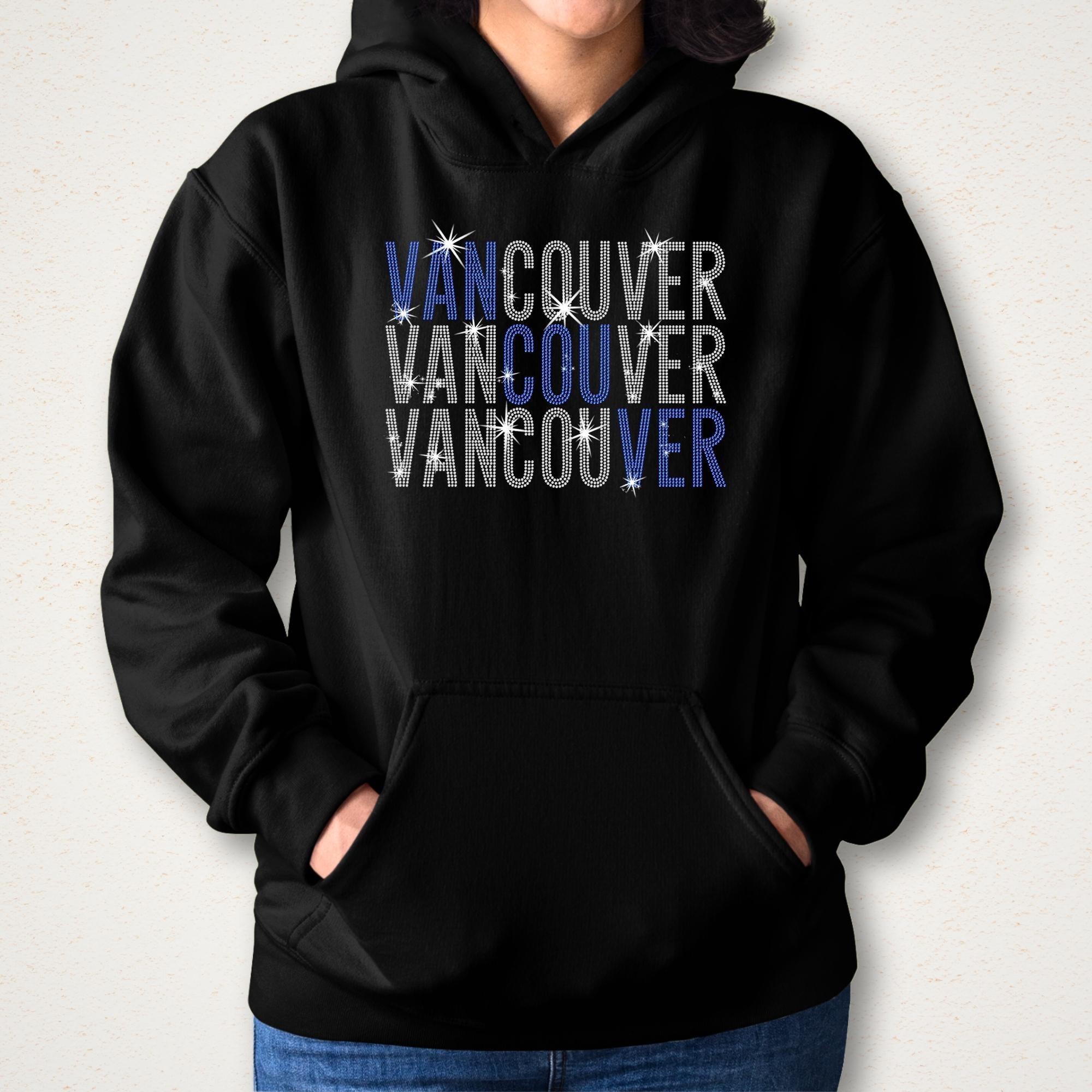 Vancouver Rhinestone Shirt: Vintage Bling Sweatshirt for Hockey Fans