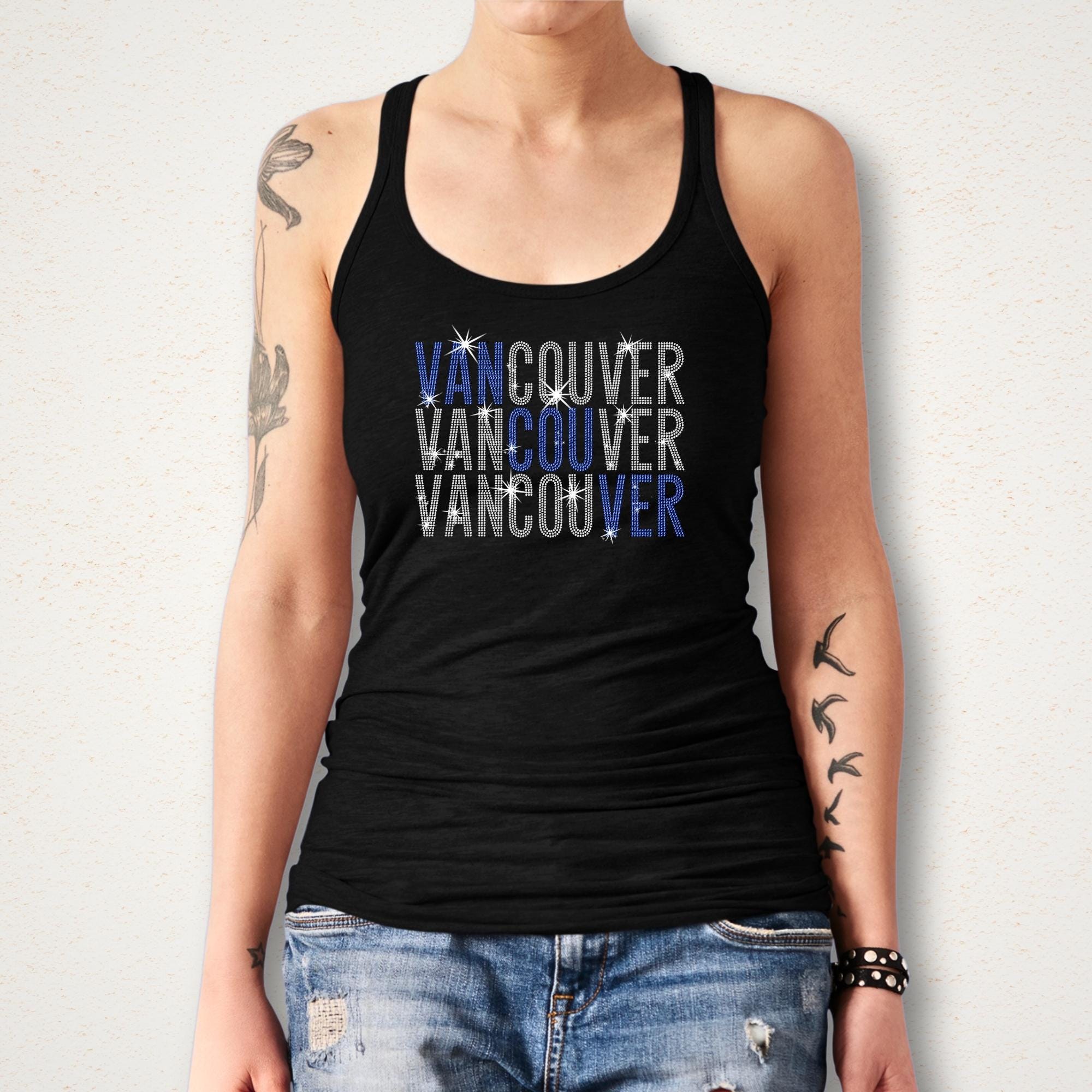 Vancouver Rhinestone Shirt: Vintage Bling Sweatshirt for Hockey Fans