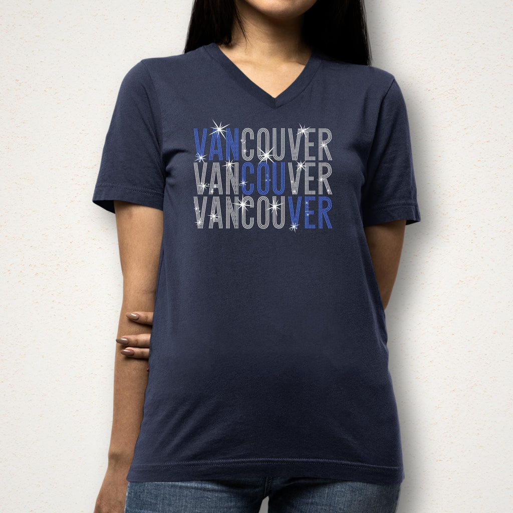 Vancouver Rhinestone Shirt: Vintage Bling Sweatshirt for Hockey Fans