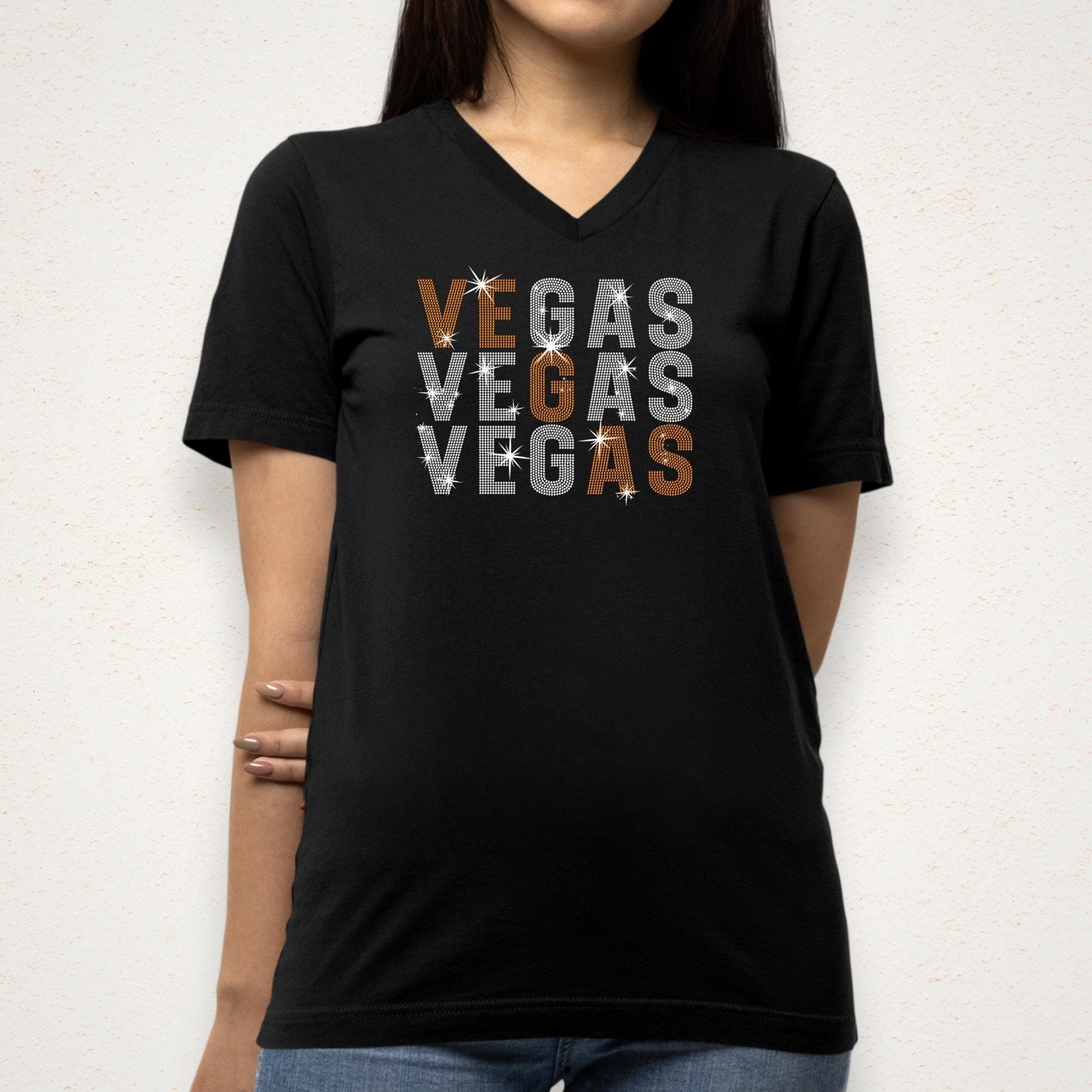 Vegas Rhinestone Shirt: Ice Hockey Team Fans Sparkle Tee