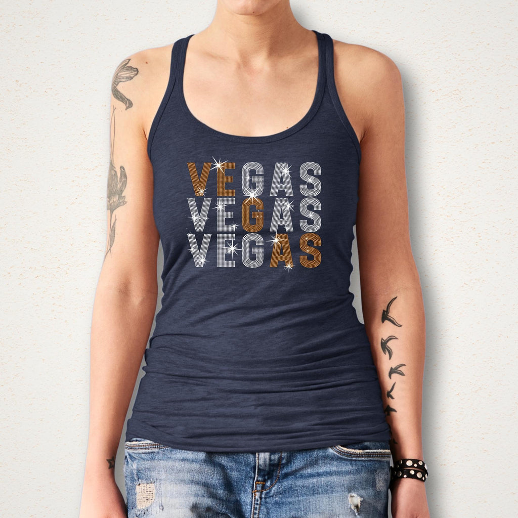 Vegas Rhinestone Shirt: Ice Hockey Team Fans Sparkle Tee