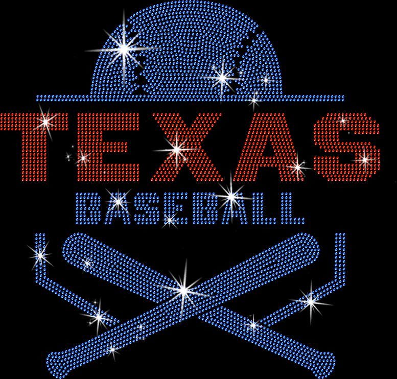 Texas Baseball Rhinestone Shirt: Bling Sports Fan Tee
