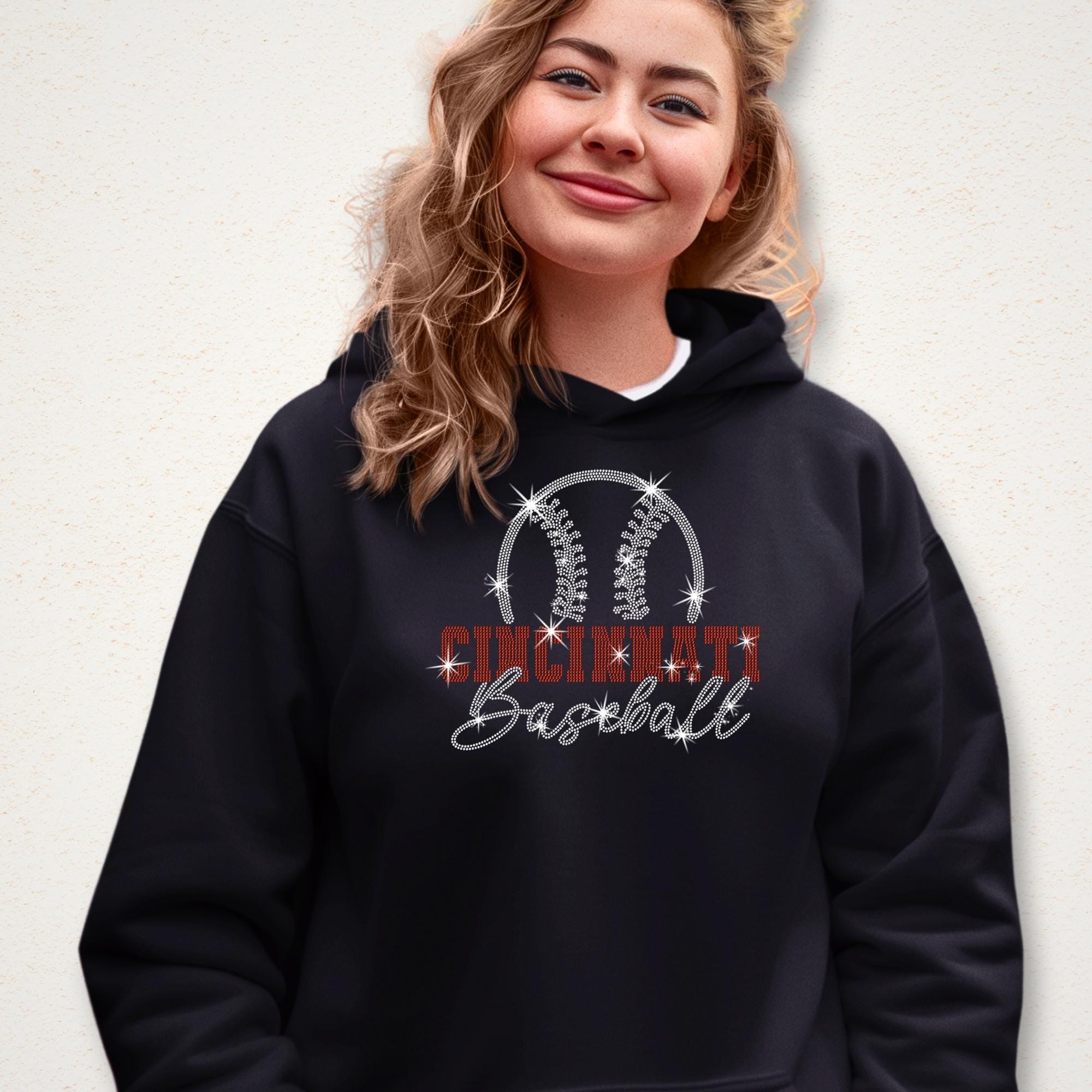 Cincinnati Baseball Team Rhinestone Shirt: Retro Groovy Baseball Tee