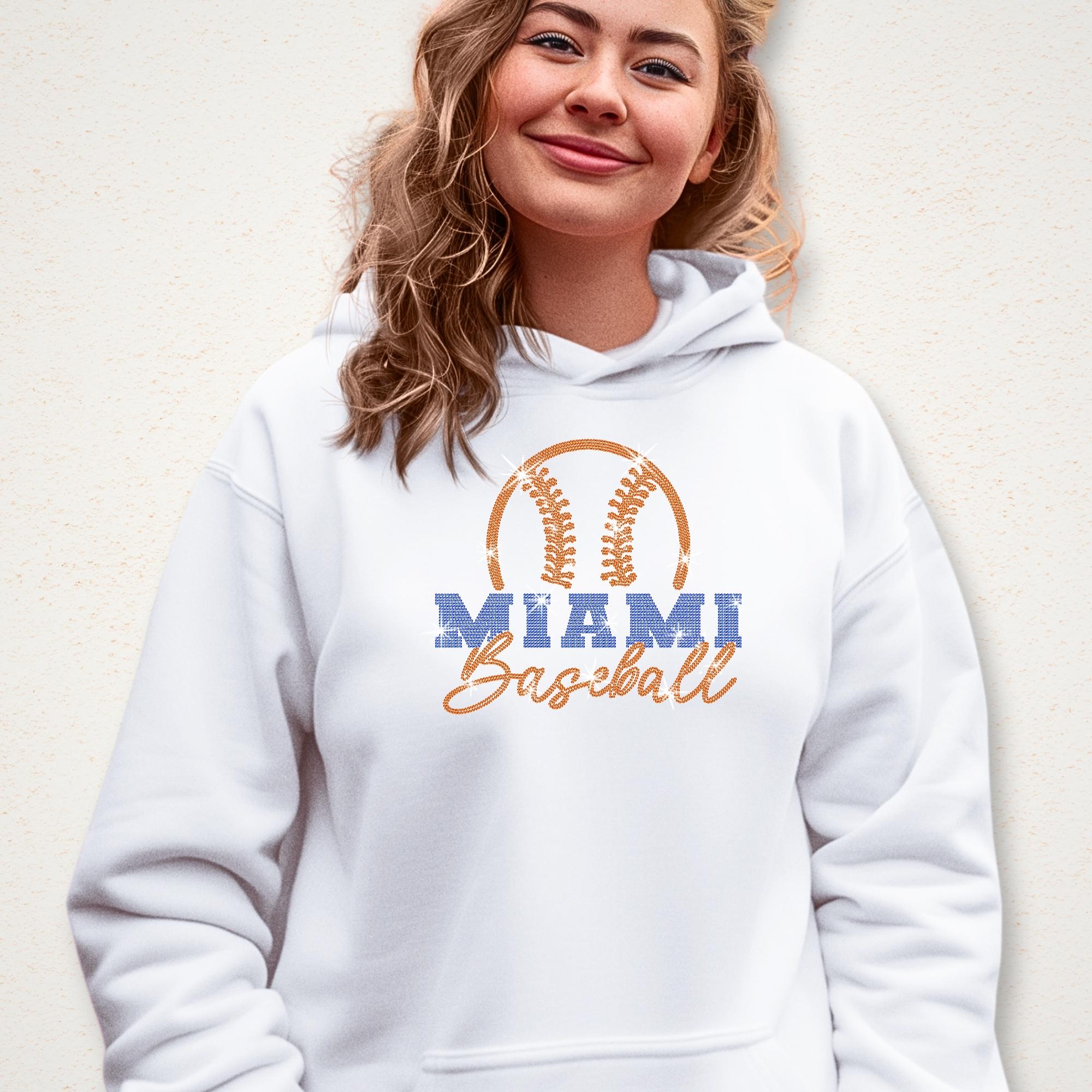 Miami Baseball Team Rhinestone Shirt: Vintage Baseball Fan Tee