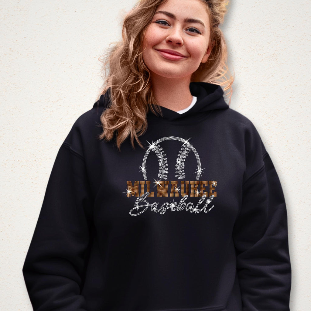 Milwaukee Baseball Team Rhinestone Shirt: Retro Baseball Mom Sweatshirt