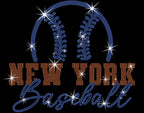 New York Baseball Team Rhinestone T-shirt: NYC Fans Shirt for Women