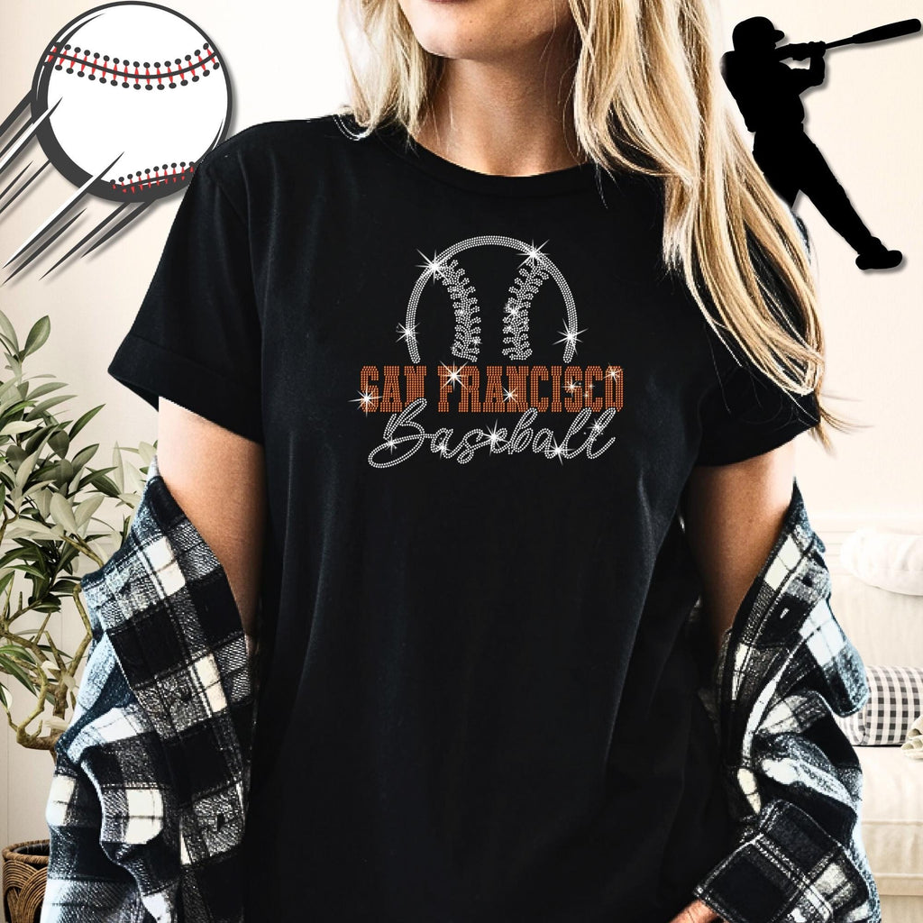 San Francisco Baseball Team Rhinestone Shirt: Bling Baseball Lovers Tee