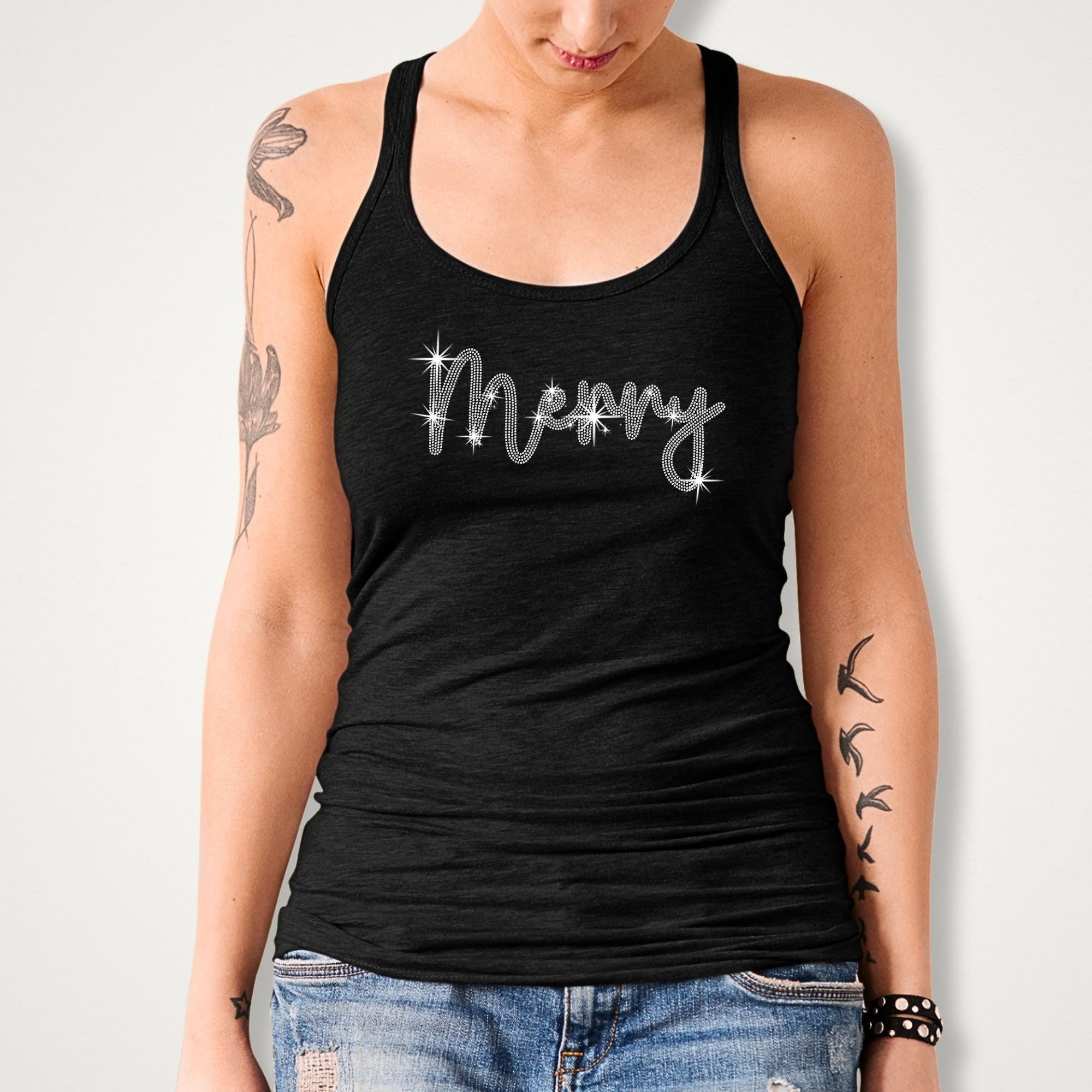 Merry Christmas Rhinestone Shirt: Sparkly Christmas T-Shirt