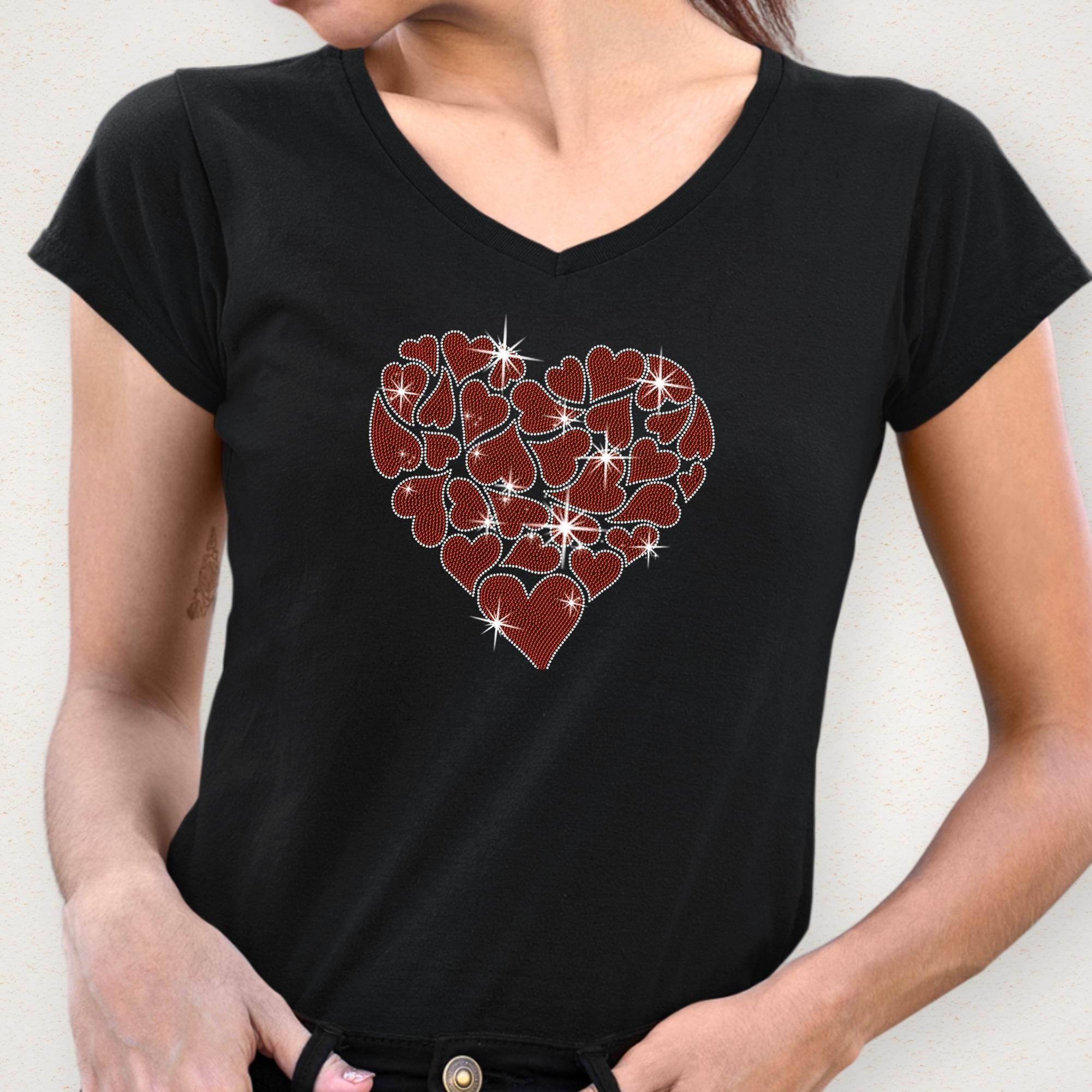 Little Hearts in Heart Shaped Rhinestone Shirt: Couples Valentine Sweatshirt Gift Secondary image